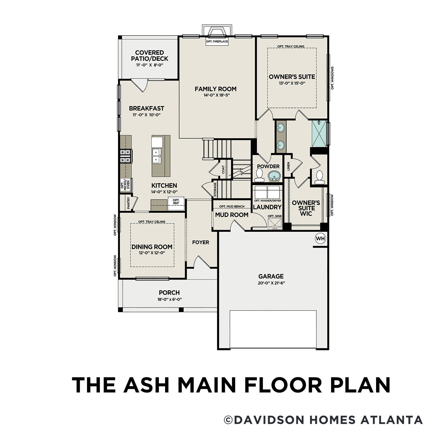 1 - The Ash B- Unfinished Basement floor plan layout for 385 Riverwood Pass in Davidson Homes Homes' Riverwood community.