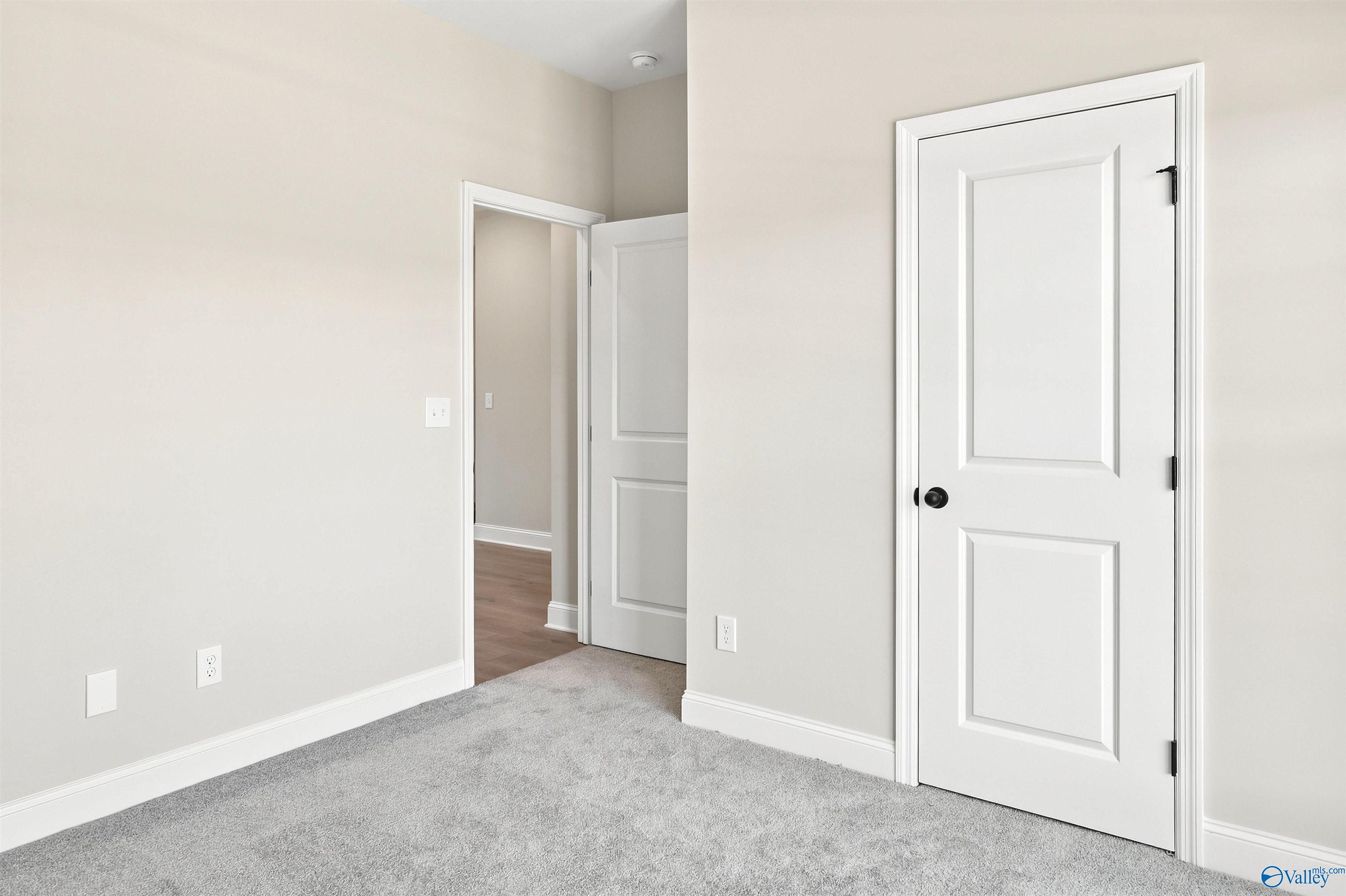 Neutral-toned bedroom with plush carpeting and interior doors in The Franklin B floor plan by Davidson Homes in Clearview.