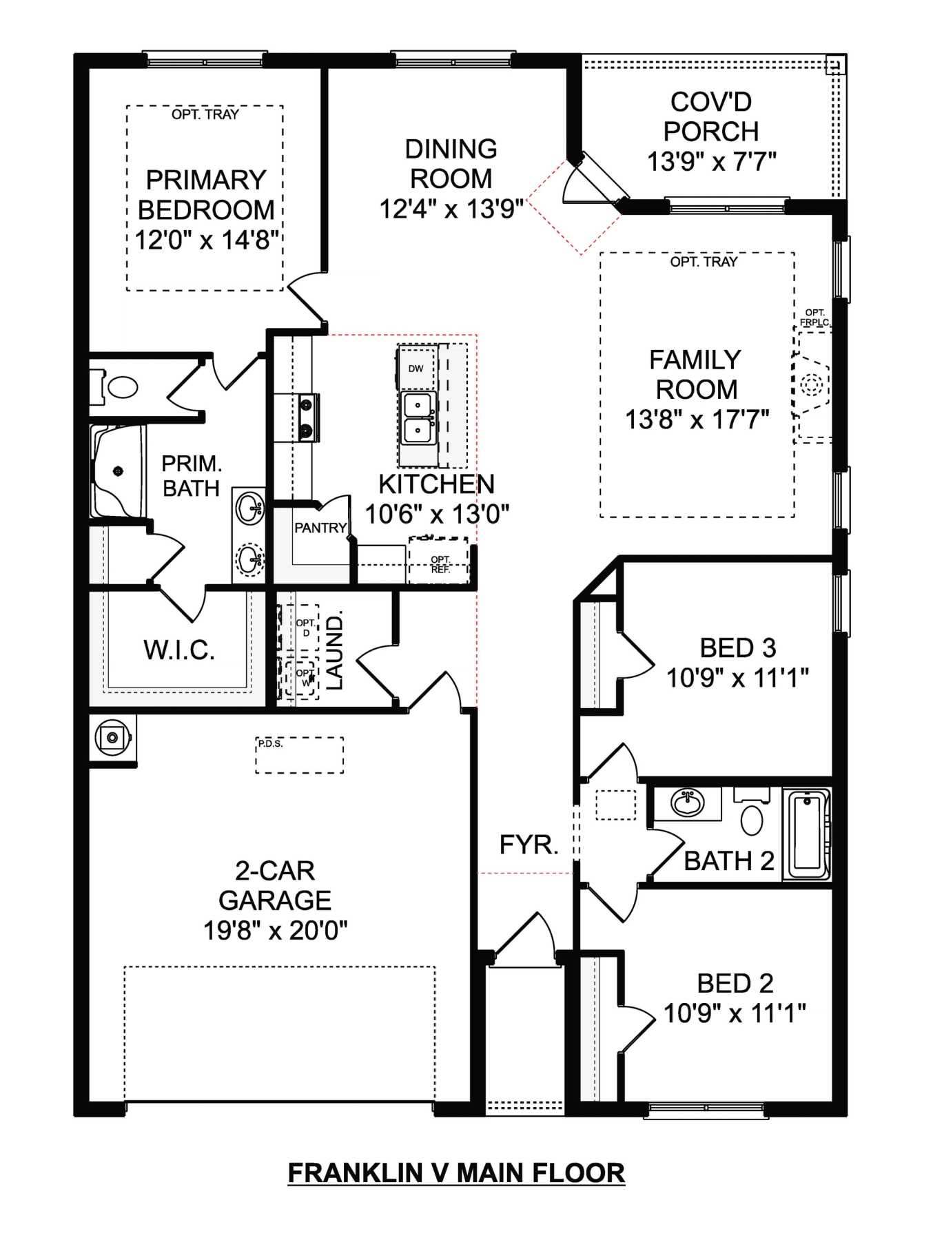 1 - The Franklin V buildable floor plan layout in Davidson Homes Homes' Chapel Hill community.