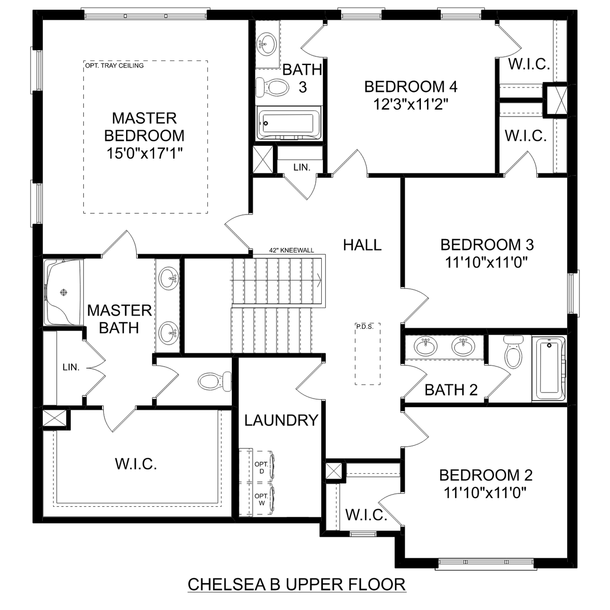 2 - The Chelsea B buildable floor plan layout in Davidson Homes' Walker's Hill community.