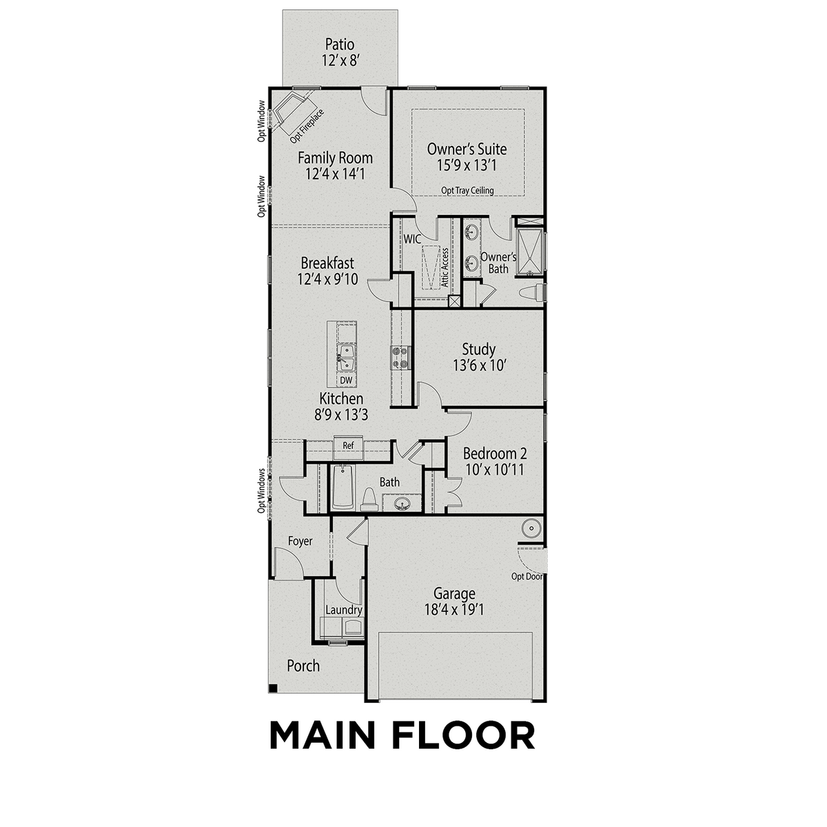 1 - The Carter A floor plan layout for 56 Grassy Ridge Court in Davidson Homes' Beverly Place community.