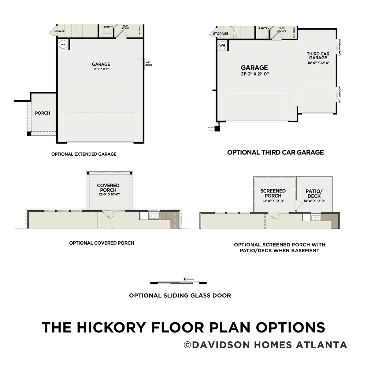 3 - The Hickory A buildable floor plan layout in Davidson Homes' Riverwood community.