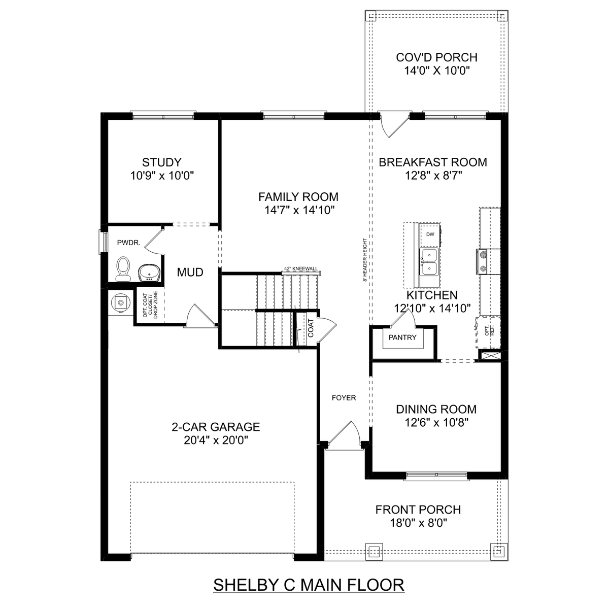 1 - The Shelby C buildable floor plan layout in Davidson Homes' The Meadows community.