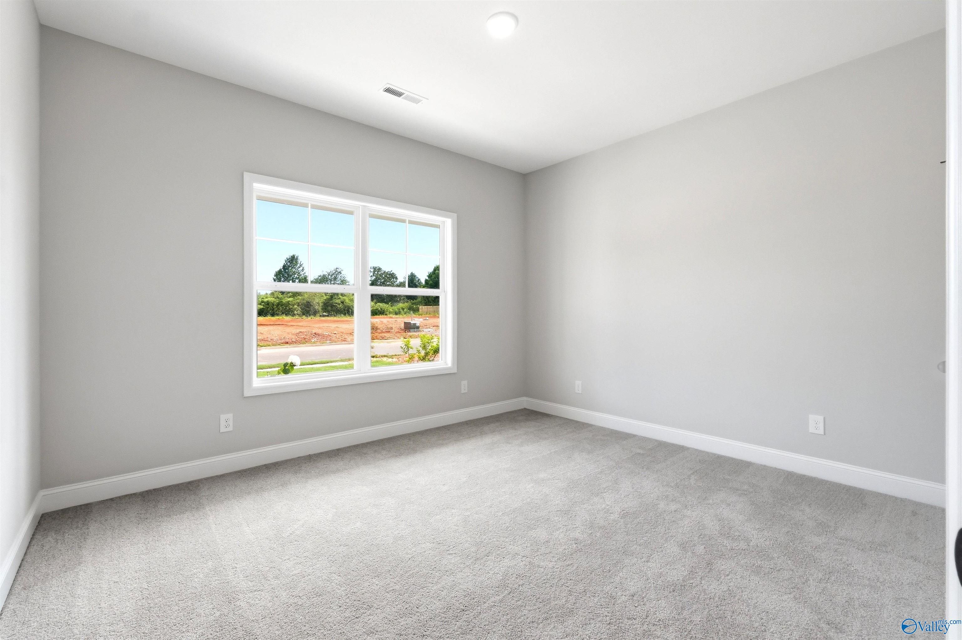 Bright, neutral-toned bedroom with plush carpet in The Daphne F floor plan at Berry Cove in New Market, Alabama.