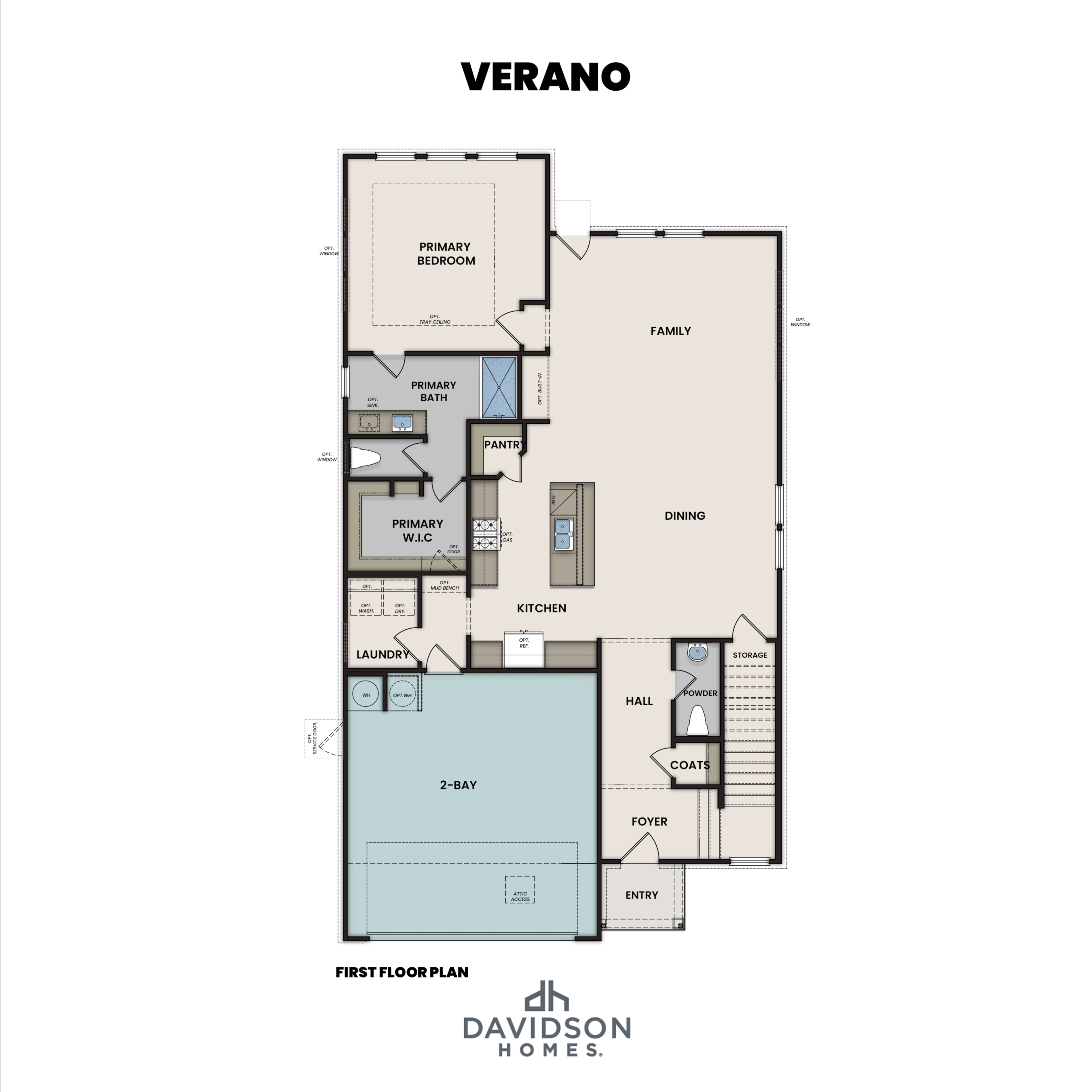 1 - The Verano H buildable floor plan layout in Davidson Homes Homes' Enclave at Newport community.