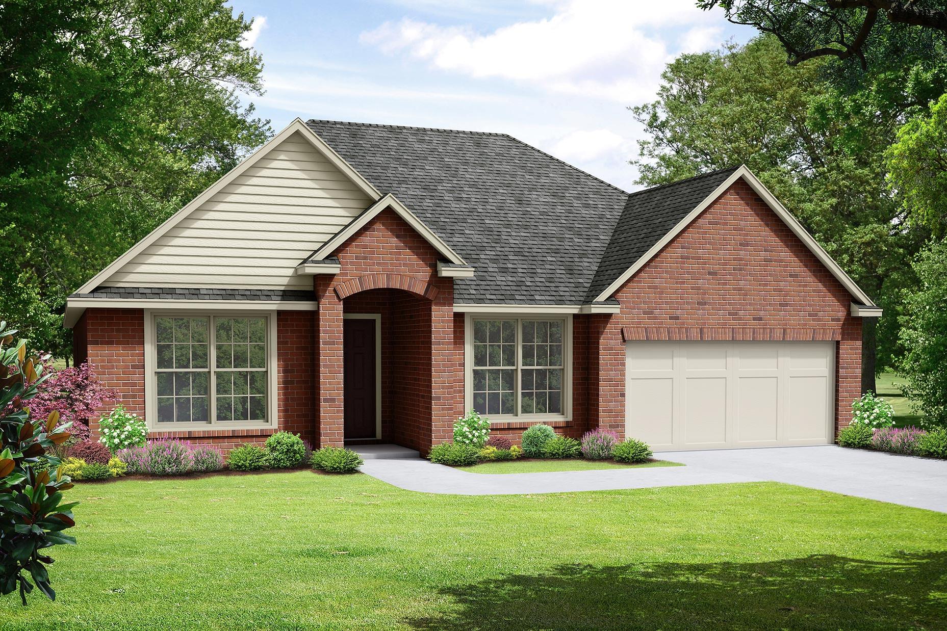 Davidson Homes The Harrison B Plan Front Exterior Rendering