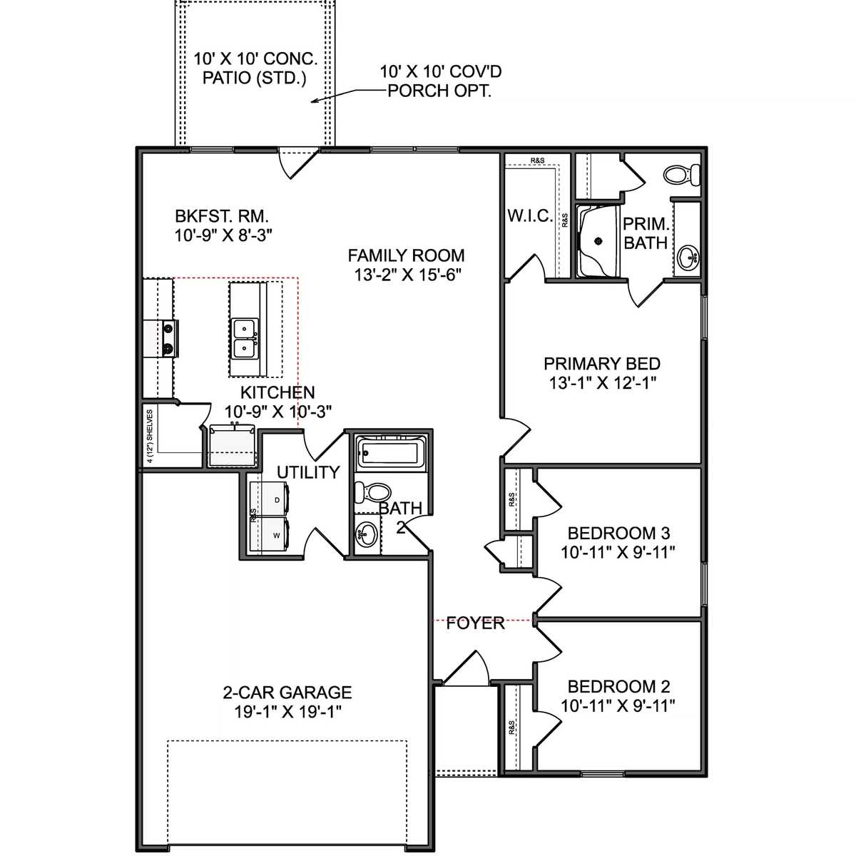 1 - The Butler V buildable floor plan layout in Davidson Homes' Collins Lane community.