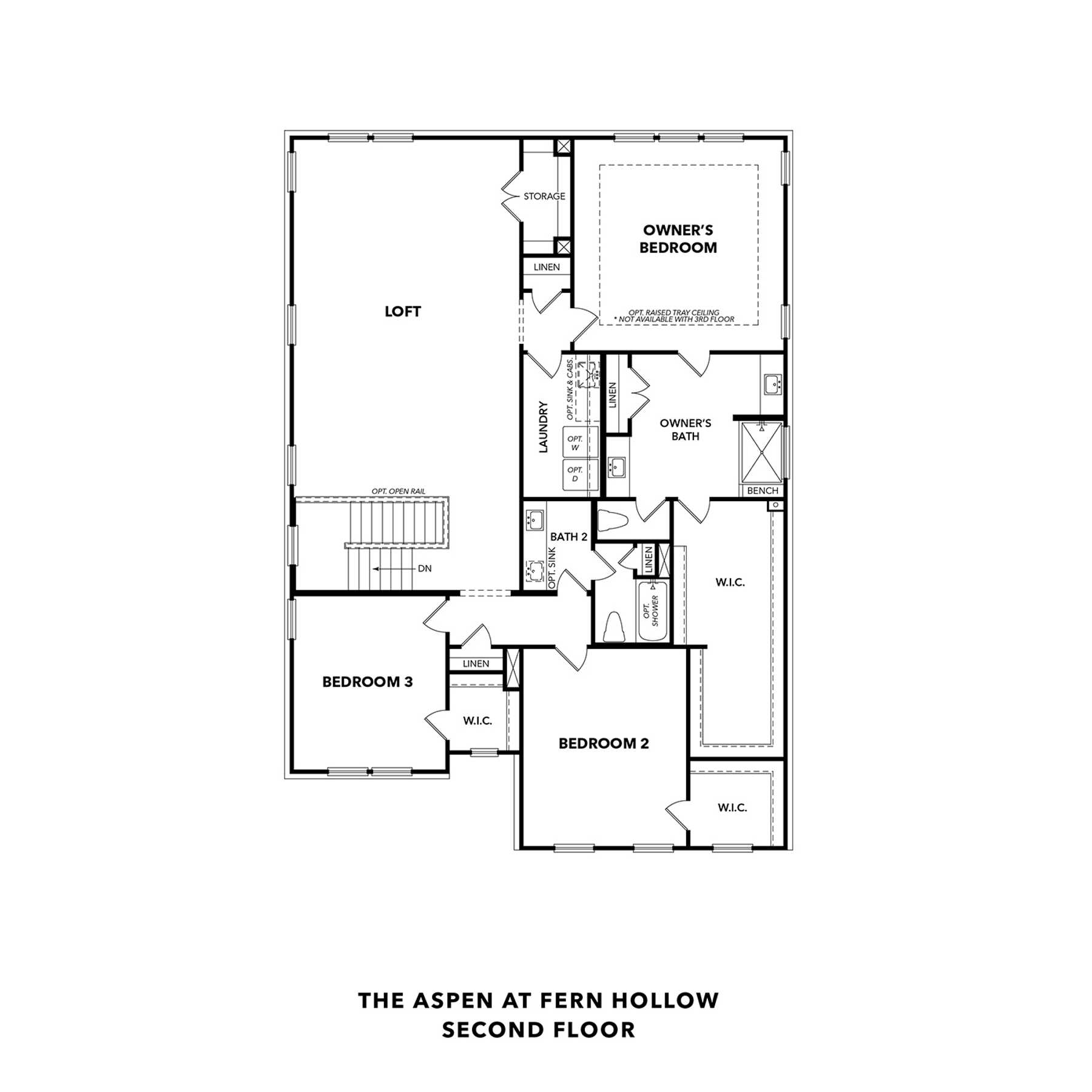 2 - The Aspen B buildable floor plan layout in Davidson Homes Homes' Fern Hollow community.