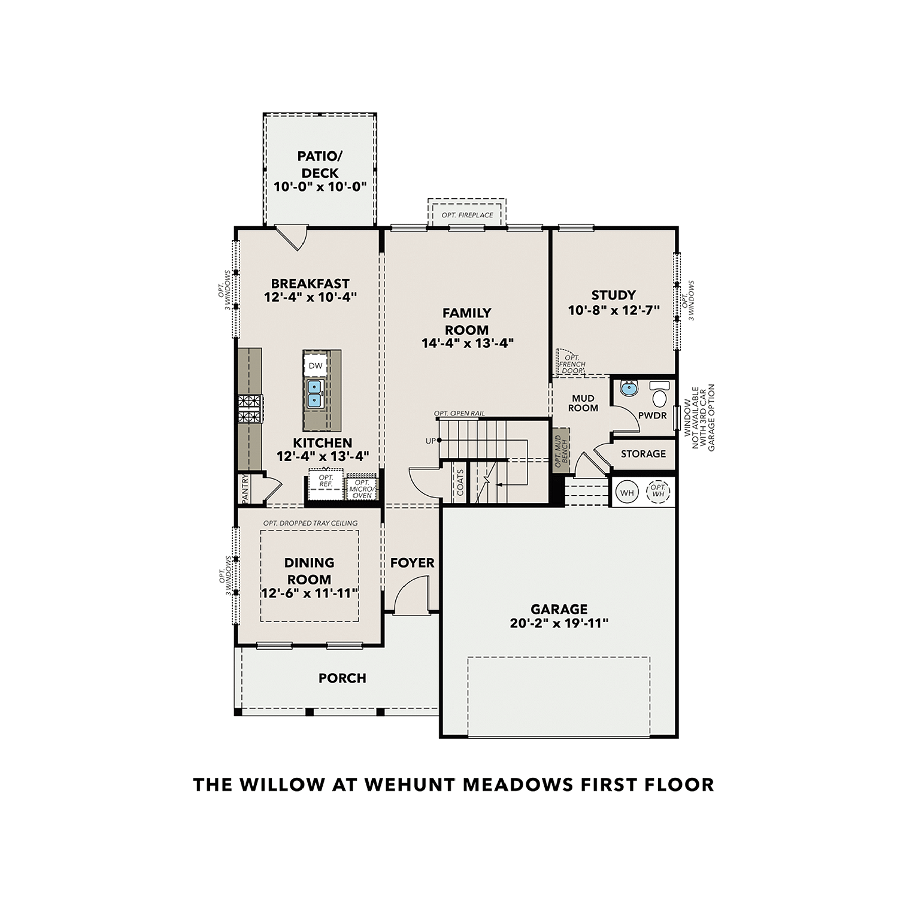 1 - The Willow D buildable floor plan layout in Davidson Homes Homes' Wehunt Meadows community.