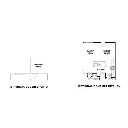 The Wake E floor plan with optional covered patio, gourmet kitchen, family room, and dining in 3-bedroom Davidson Homes, Cumming, GA