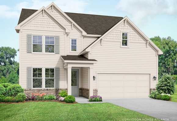 Exterior view of Davidson Homes' The Hickory A at Wehunt Meadows Floor Plan