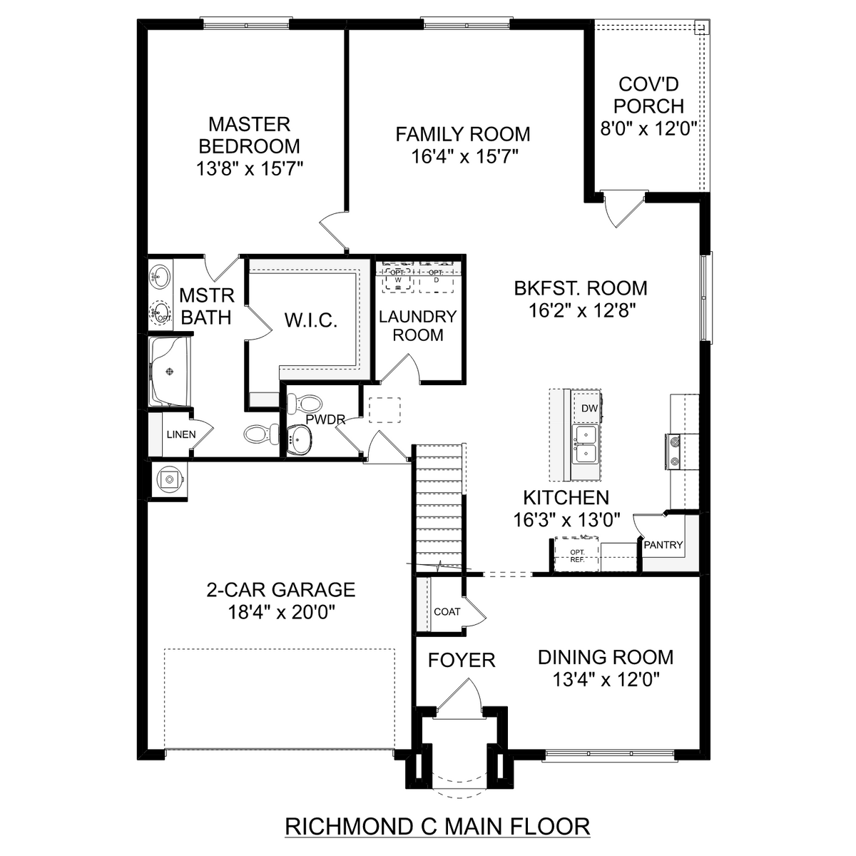 1 - The Richmond C buildable floor plan layout in Davidson Homes' Wood Trail community.