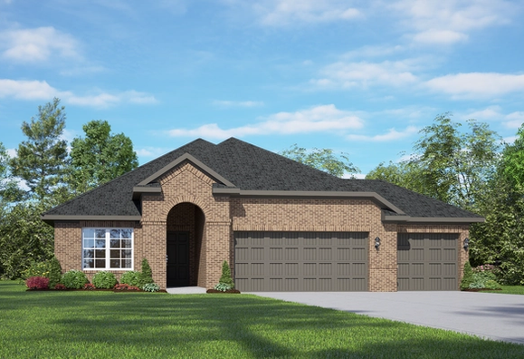 Exterior view of Davidson Homes' The Acadia A with 3-Car Garage Floor Plan