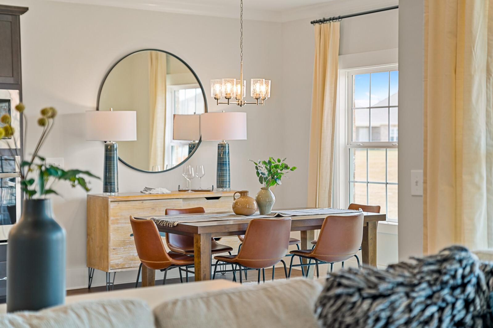 A closeup on the dining area from the living area perspective