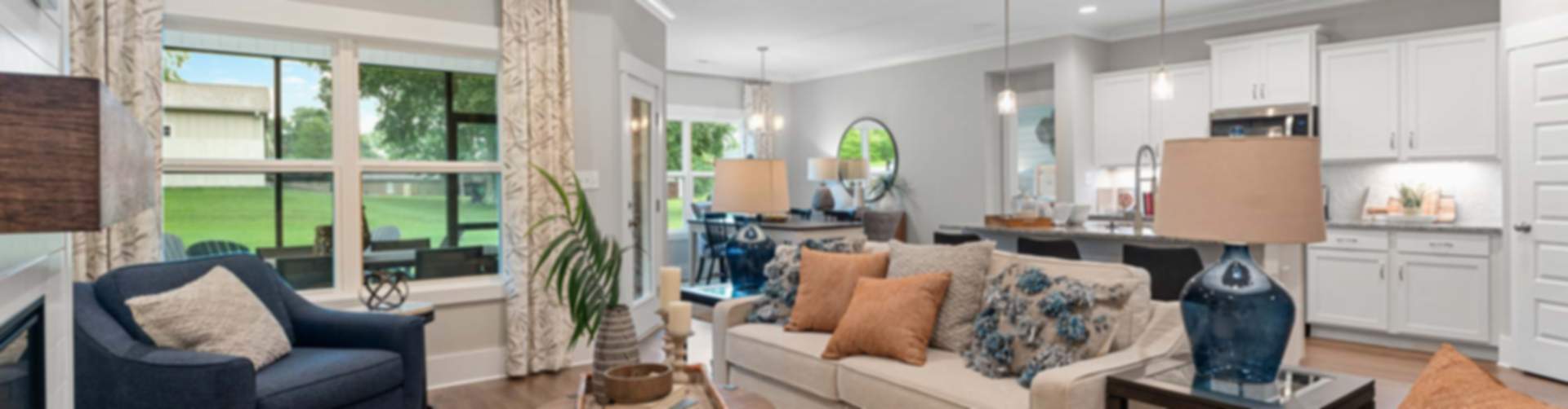 Spacious open-concept living room and kitchen in modern new home, Owens Cross Roads