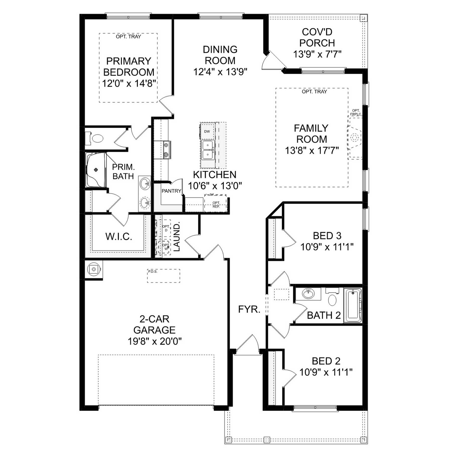 1 - The Franklin E buildable floor plan layout in Davidson Homes Homes' Bailey Park community.
