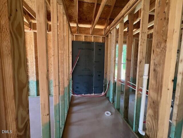 Wood framing for a bathroom in a new construction Franklin C floor plan by Davidson Homes in Wellers Knoll, Lillington, NC.
