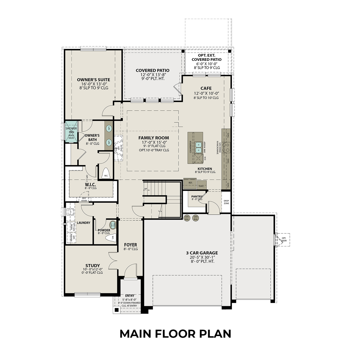 1 - The Sequoia A with 3-Car Garage buildable floor plan layout in Davidson Homes' Sierra Vista community.