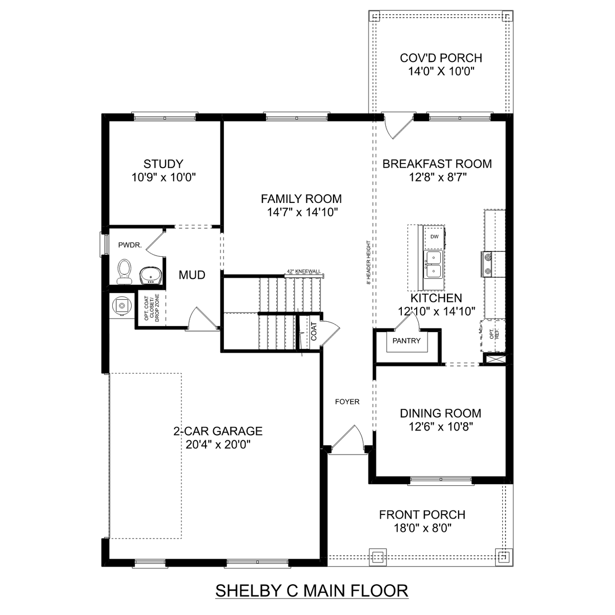 1 - The Shelby C - Side Entry floor plan layout for 307 Creek Grove Avenue in Davidson Homes' Creek Grove community.