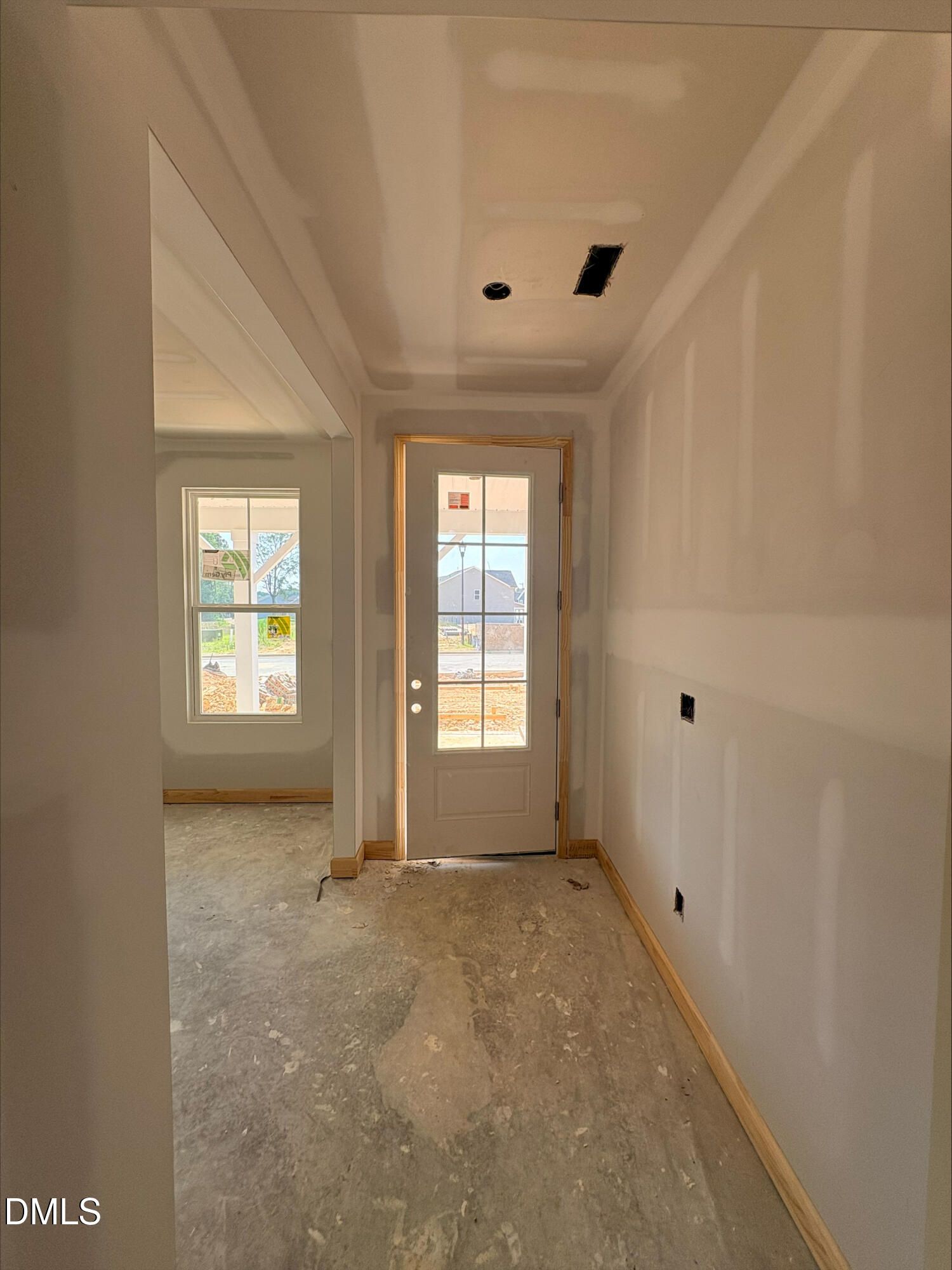 Entryway of The Willow B floor plan under construction in Woodland Crossing, Zebulon, North Carolina.