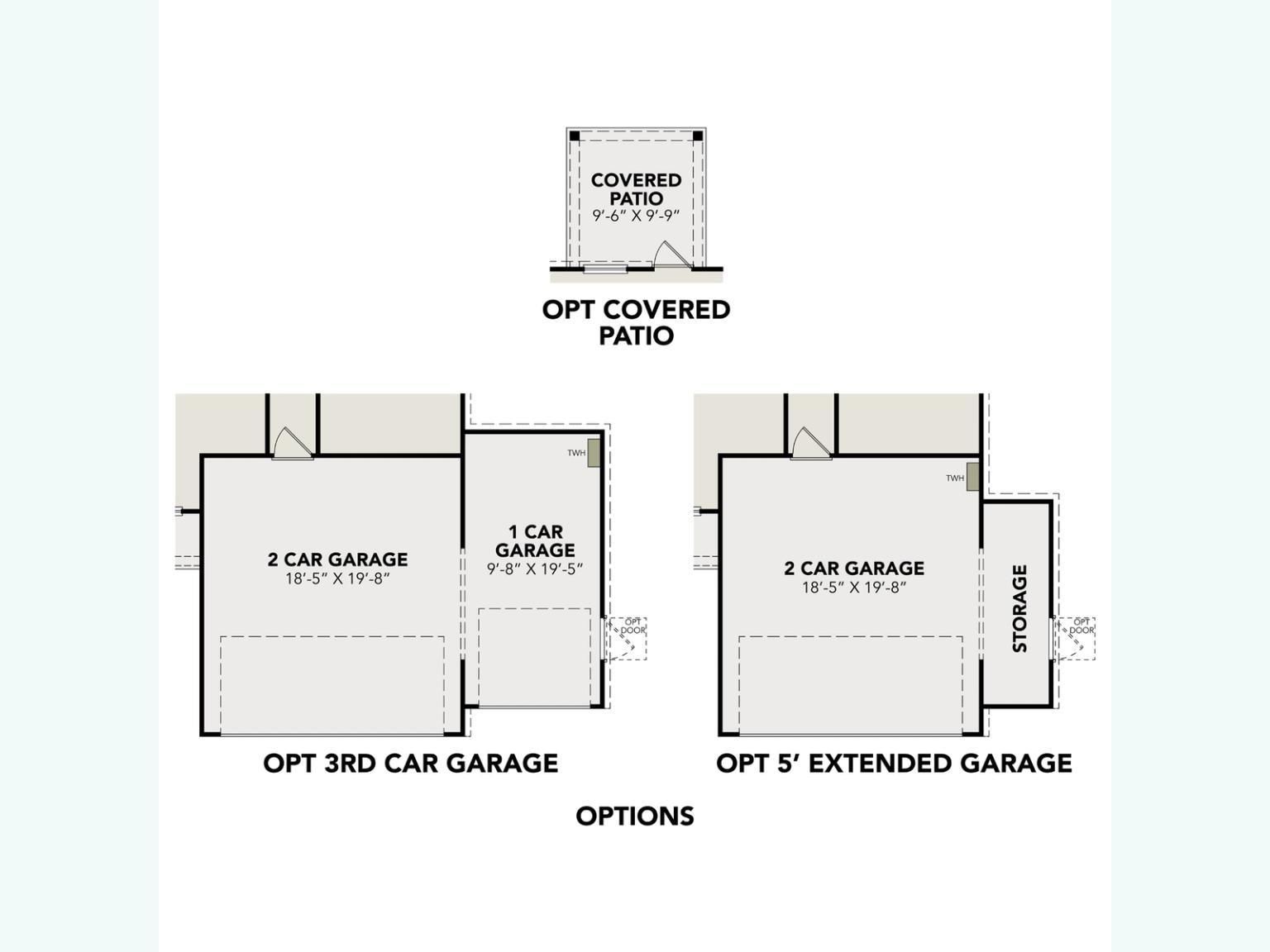 The Colorado G floor plan by Davidson Homes: 4-bed, 1-story layout with 2-car garage, opt 3rd car, extended garage, covered patio in Magnolia, TX