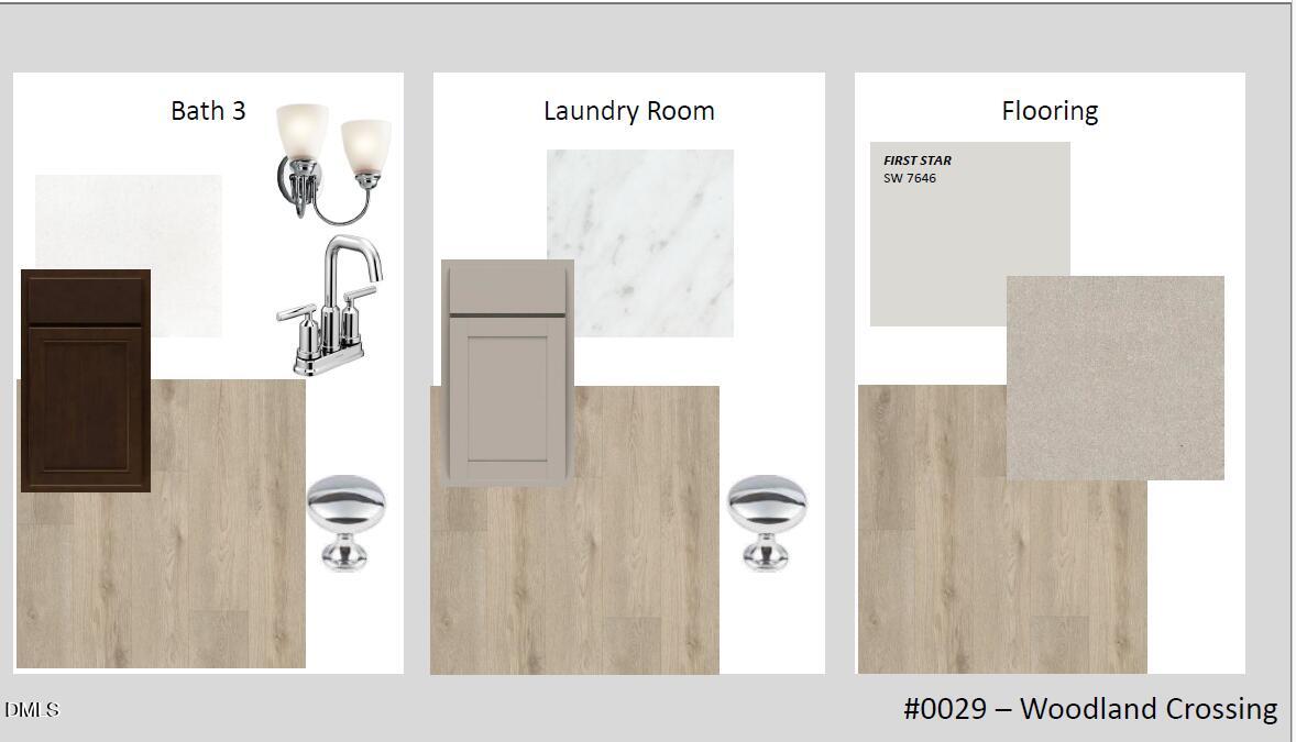 Bath 3 soaking tub with wall sconce, laundry room marble counters and cabinets, neutral first floor flooring in Hickory II C, Woodland Crossing, Zebulon NC