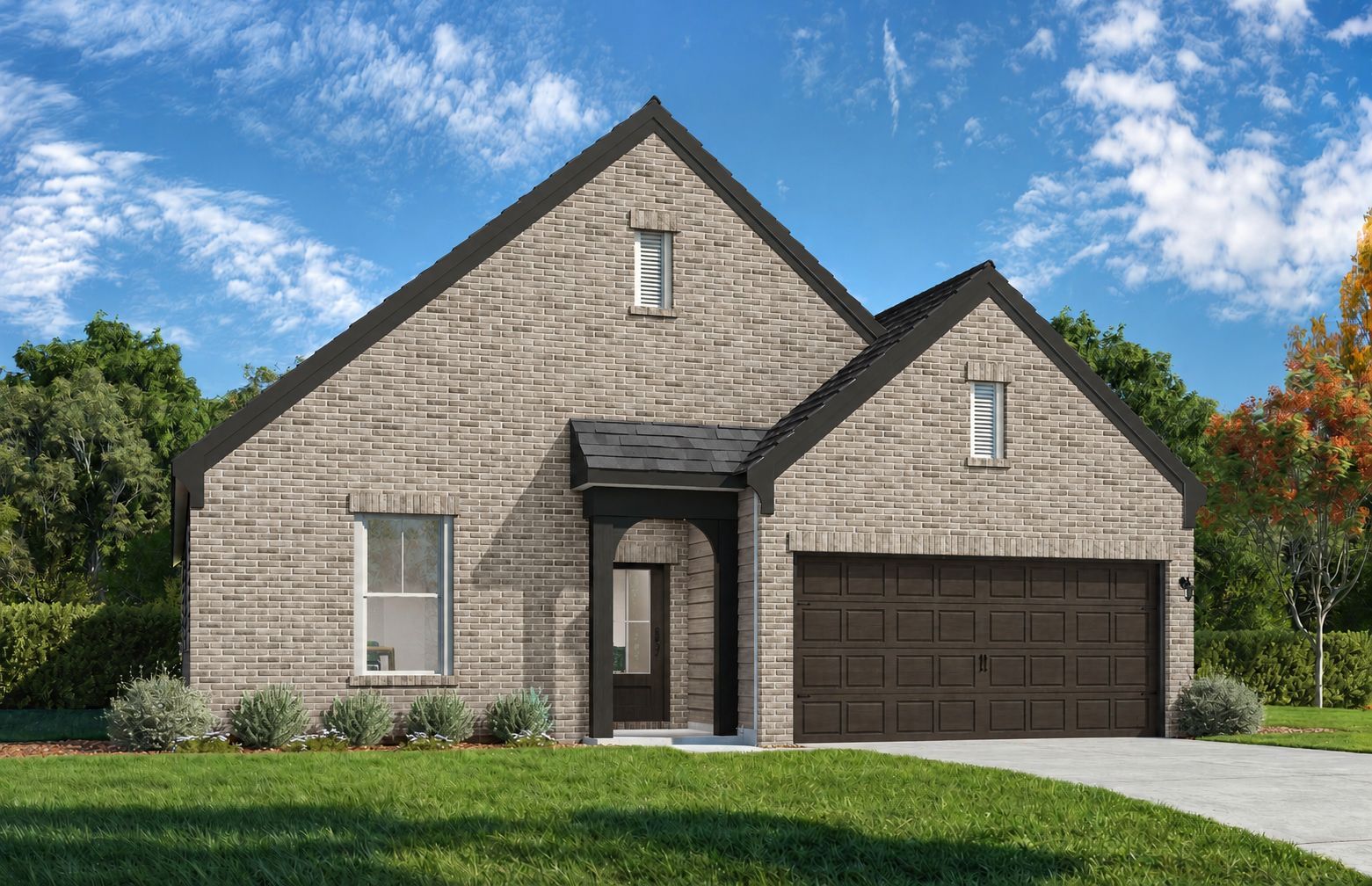 The Prairie by Davidson Homes features a 1-story brick exterior, 2-car garage, and elegant curb appeal in Gallatin, TN.
