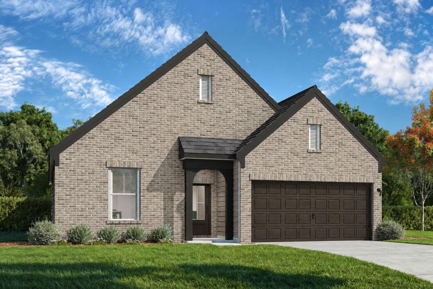 The Prairie by Davidson Homes features a 1-story brick exterior, 2-car garage, and elegant curb appeal in Gallatin, TN.