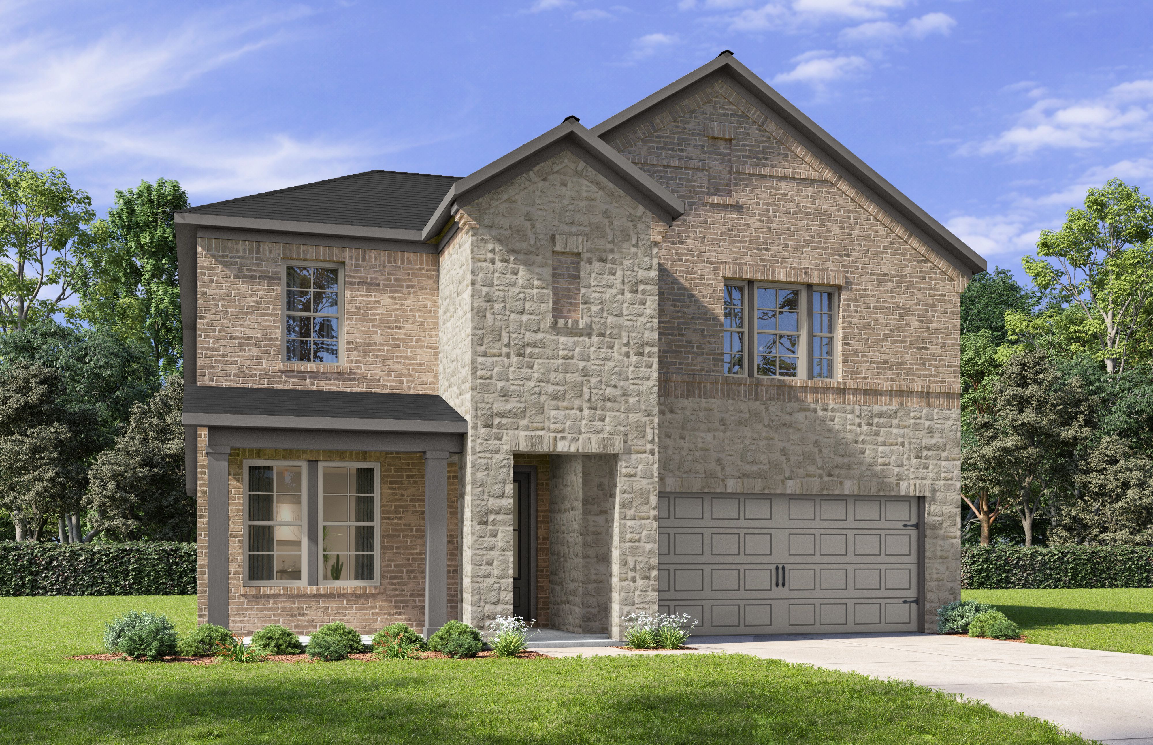 Coming Soon teaser for The Sycamore A 2-story home design by Davidson Homes in San Antonio, brick exterior