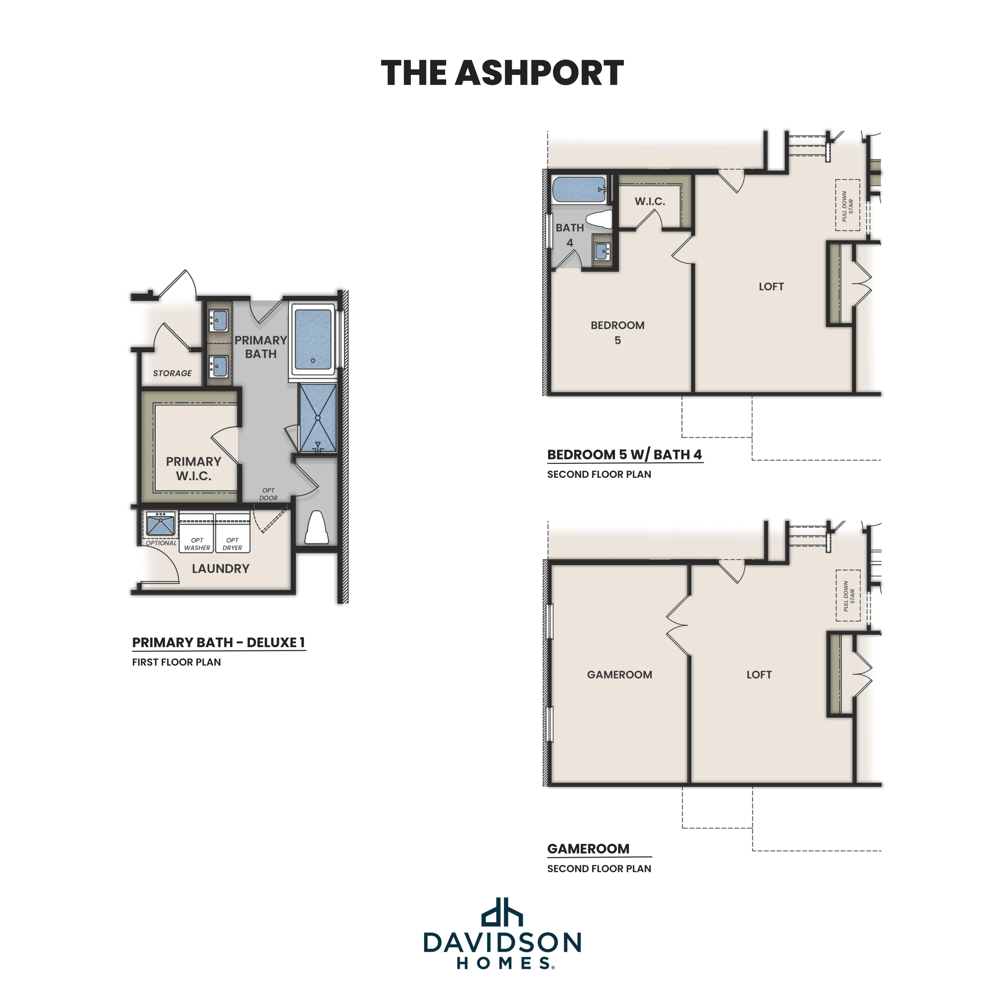 3 - The Ashport H buildable floor plan layout in Davidson Homes Homes' Meadow Ridge Estates community.