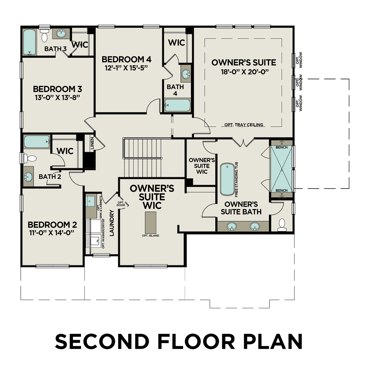 2 - The Arlington A buildable floor plan layout in Davidson Homes' Tanglewood community.