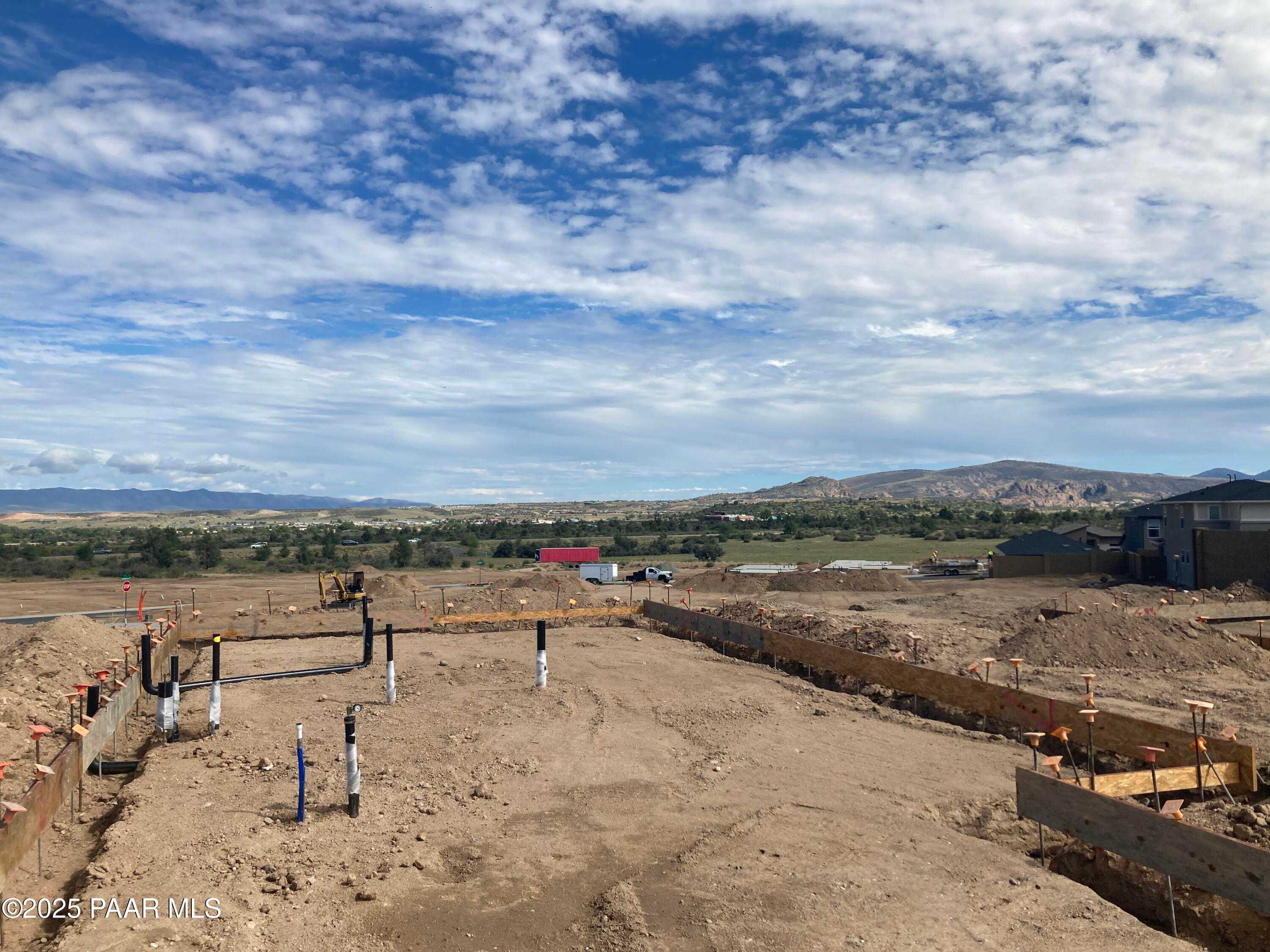 New construction foundation with plumbing forms for 3-bedroom Raleigh C home by Davidson Homes in South Ranch, Prescott Arizona