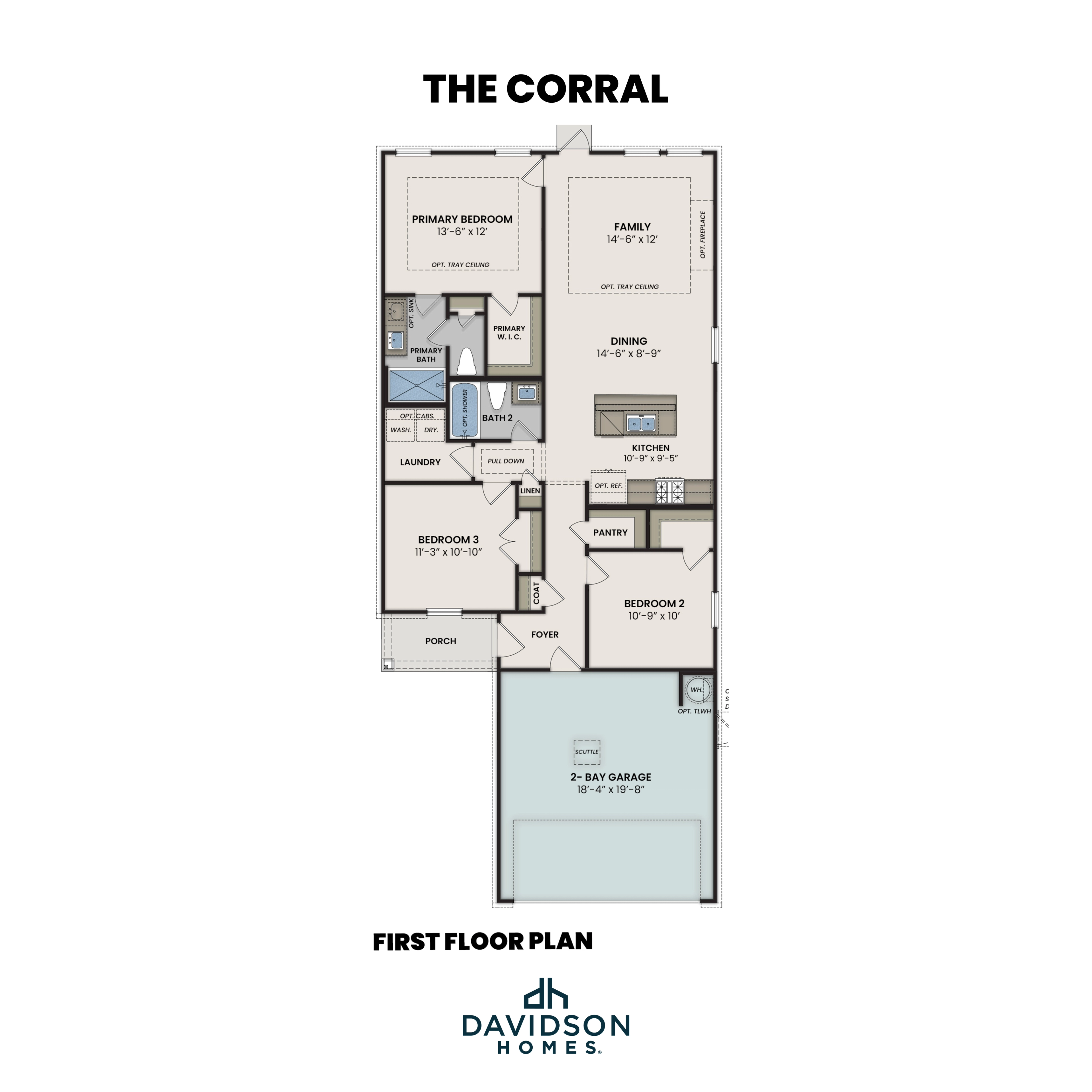 1 - The Corral A buildable floor plan layout in Davidson Homes Homes' Morgan Meadows community.