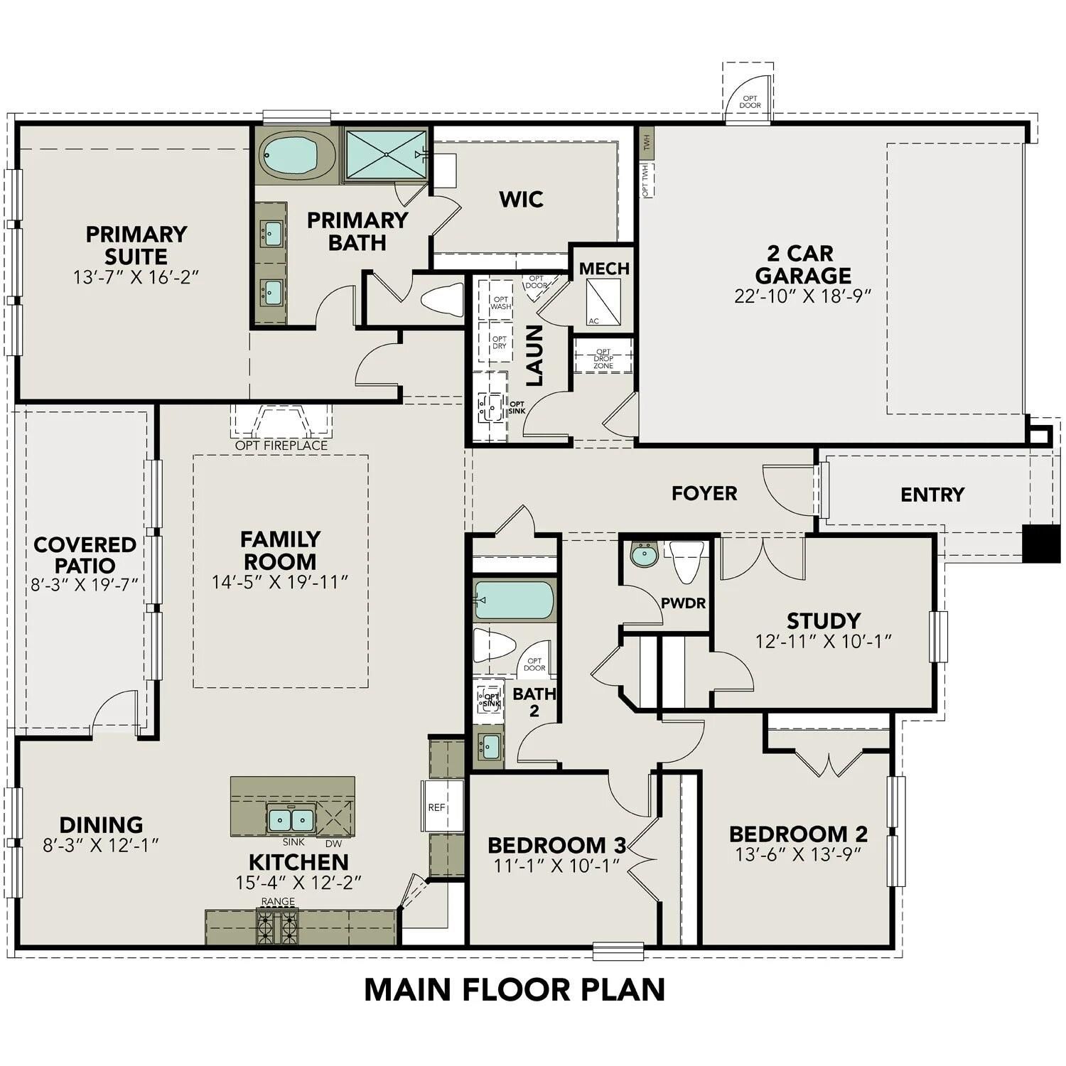 The Edward C floor plan: 3-bedroom, 2.5-bath, 2,160 sq ft single-story home with 2-car garage by Davidson Homes in Lago Mar, Texas City