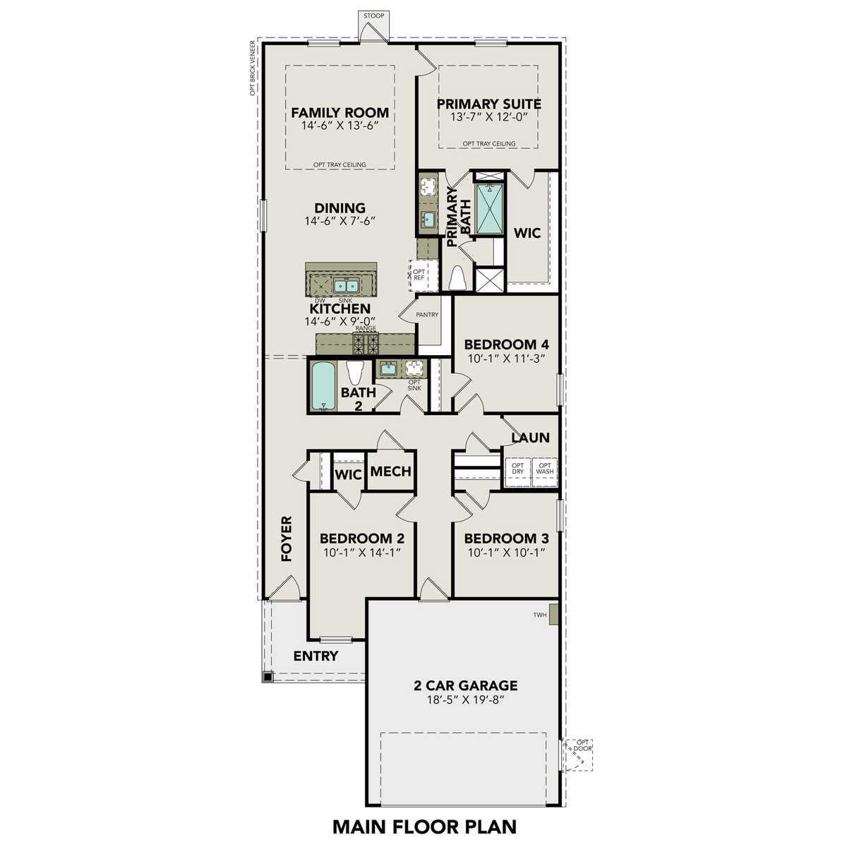 1 - The Colorado B buildable floor plan layout in Davidson Homes' Applewhite Meadows community.