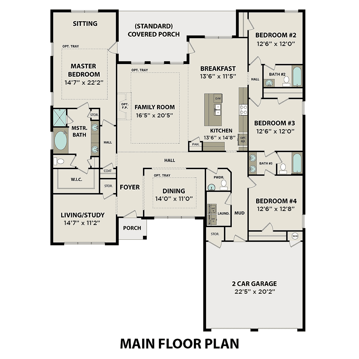 1 - The Oxford buildable floor plan layout in Davidson Homes' Creekside community.