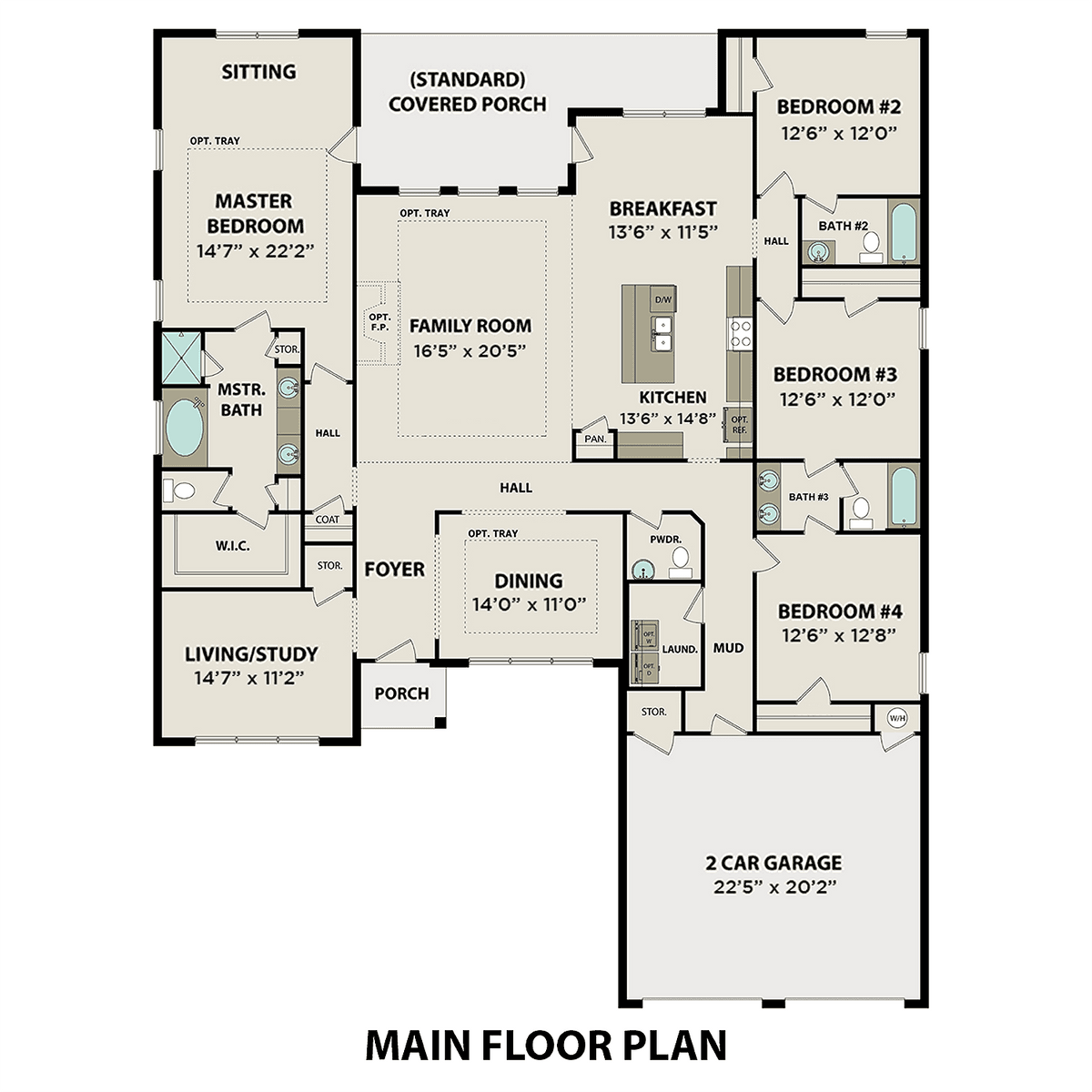 1 - The Oxford floor plan layout for 29342 Canoe Circle in Davidson Homes' Creekside community.