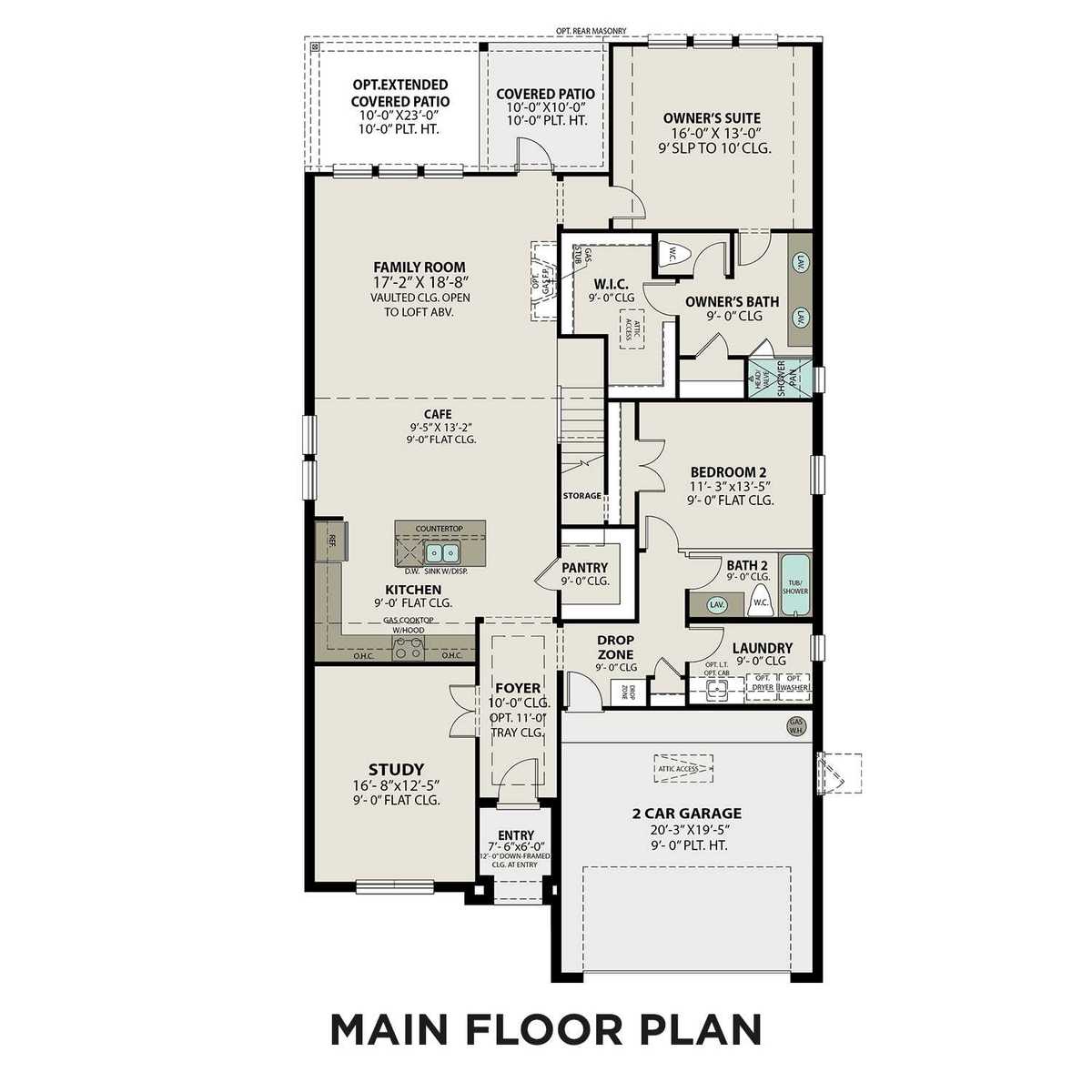 1 - The Zion B buildable floor plan layout in Davidson Homes' The Signature Series at Lago Mar community.