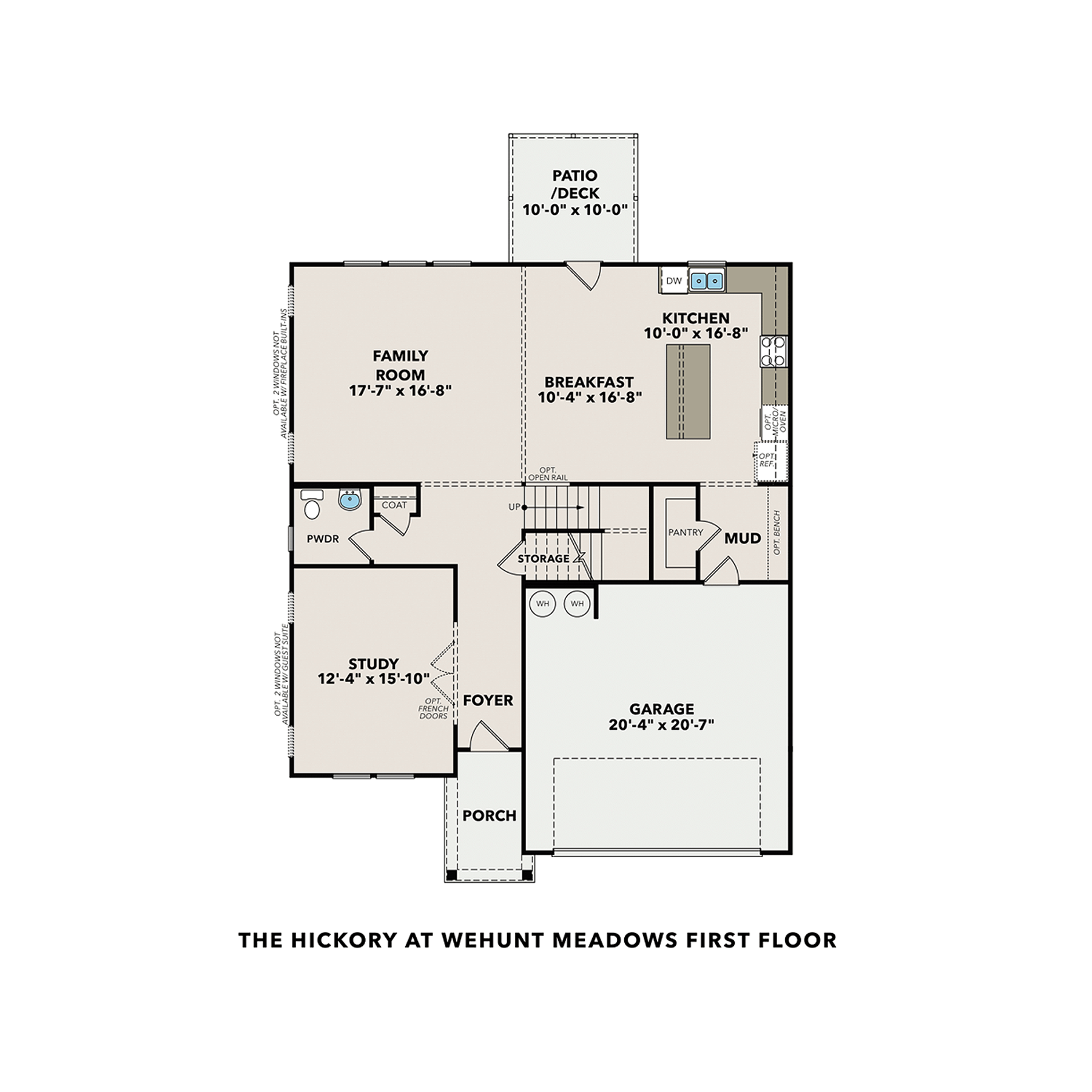 1 - The Hickory B buildable floor plan layout in Davidson Homes Homes' Wehunt Meadows community.