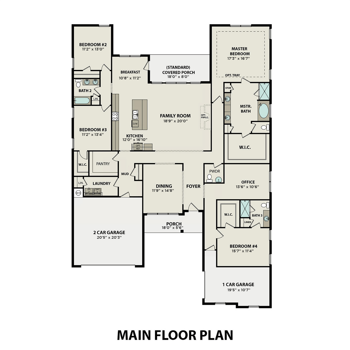 1 - The Valencia buildable floor plan layout in Davidson Homes' Creekside community.