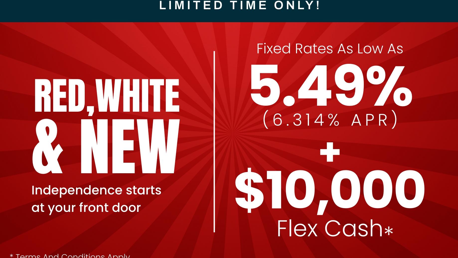 New Davidson Homes Exclusive Offers—fixed rates from 5.49% (6.314% APR) plus $7500 Flex Cash incentives
