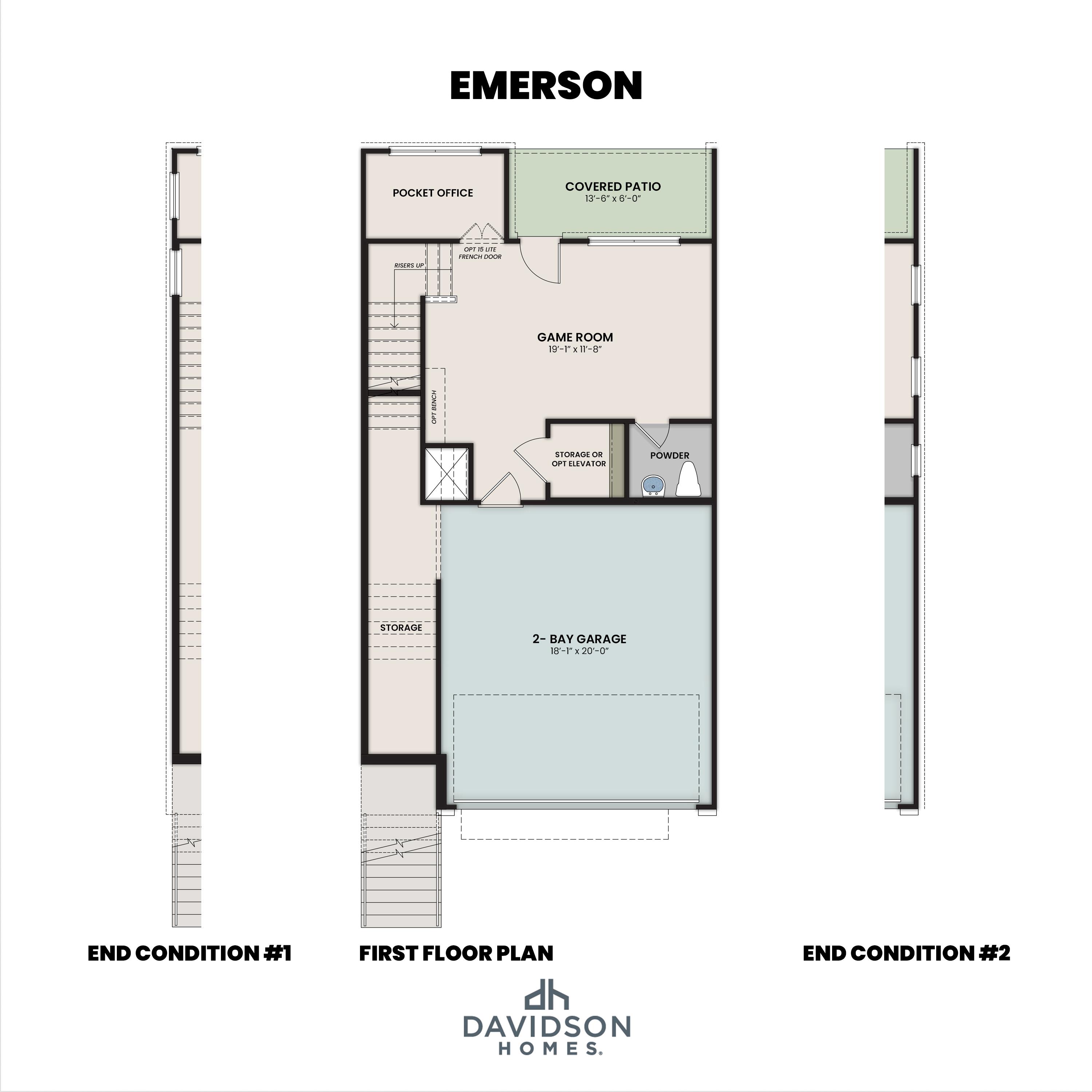 1 - The Emerson B buildable floor plan layout in Davidson Homes' Bradford community.