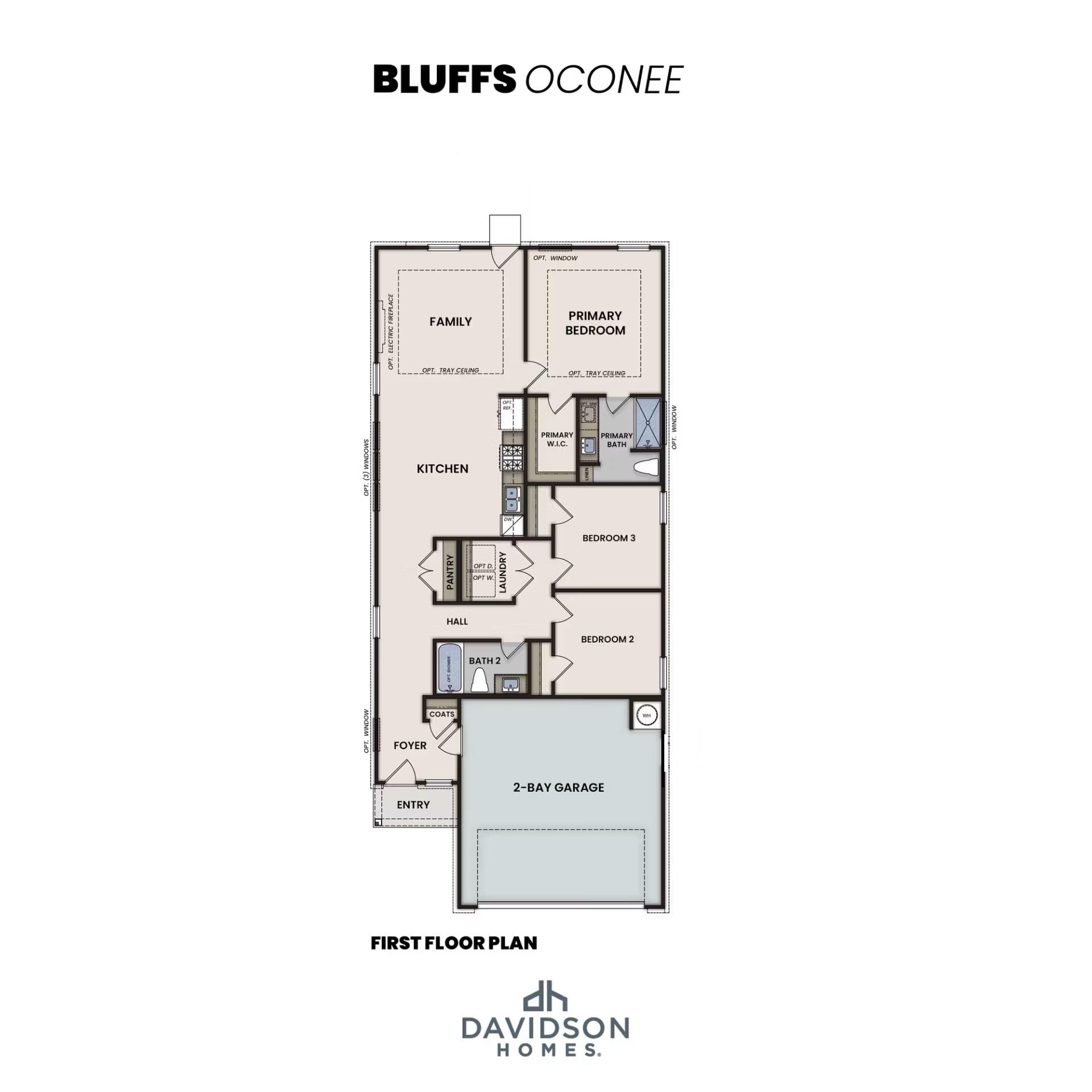 1 - The Oconee B buildable floor plan layout in Davidson Homes Homes' The Bluffs community.