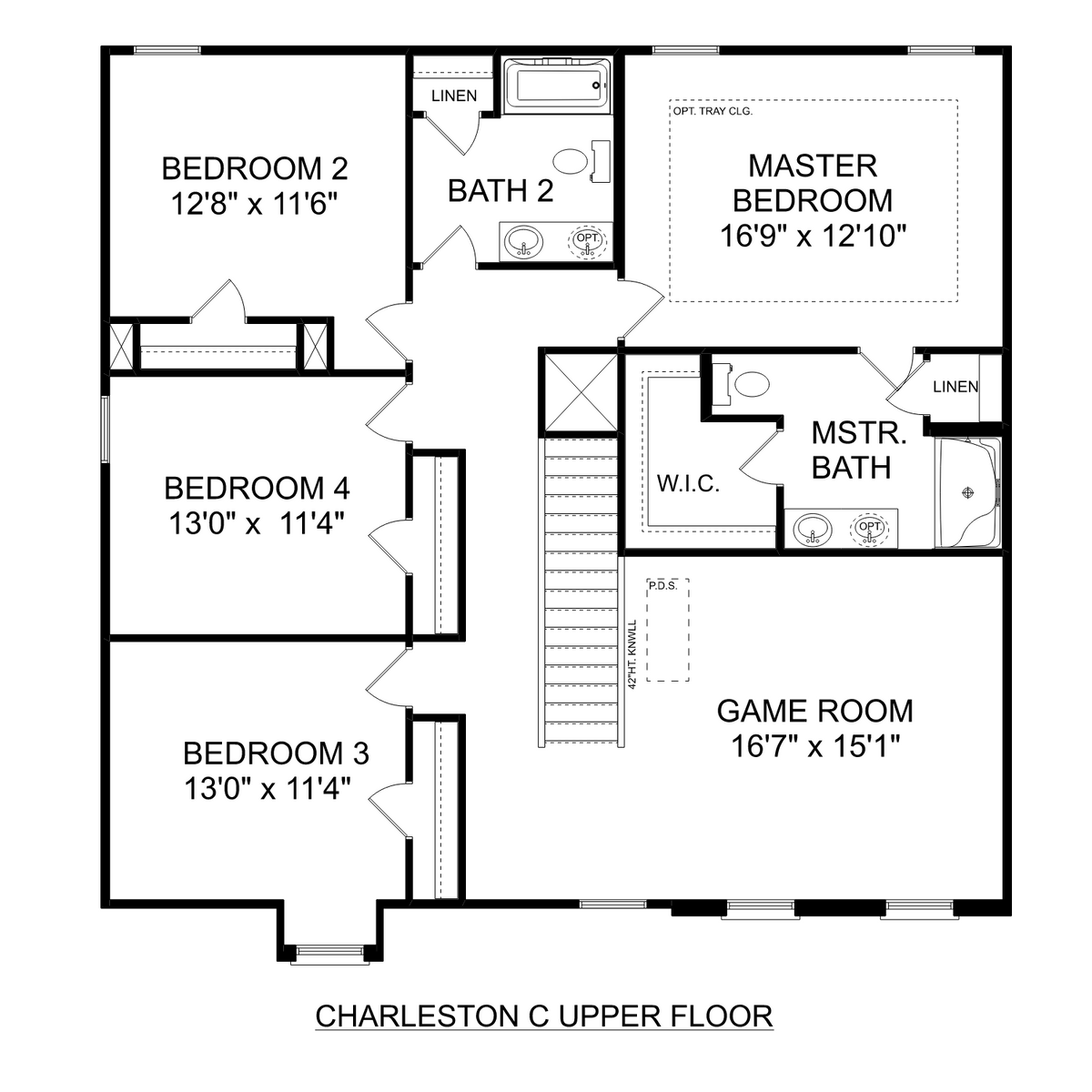 2 - The Charleston C buildable floor plan layout in Davidson Homes' Little Burwell Estates community.