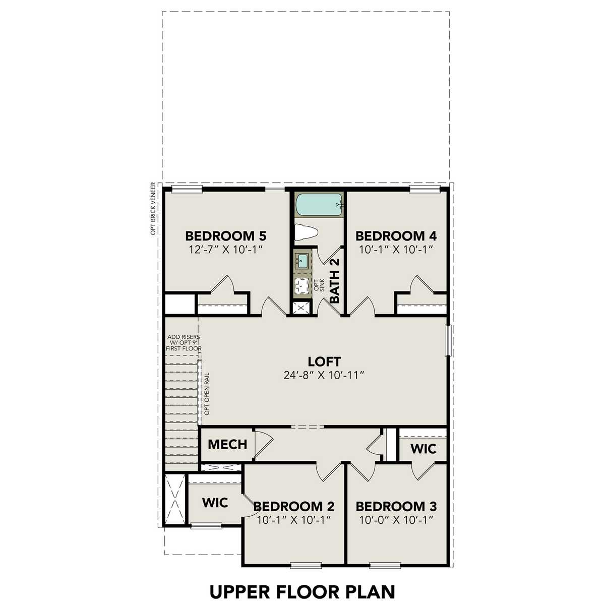 2 - The Brazos E buildable floor plan layout in Davidson Homes' Liberty Estates community.
