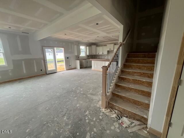 Open-concept floor plan under construction in The Hickory II C at Retreat at North Main in Lillington, North Carolina.