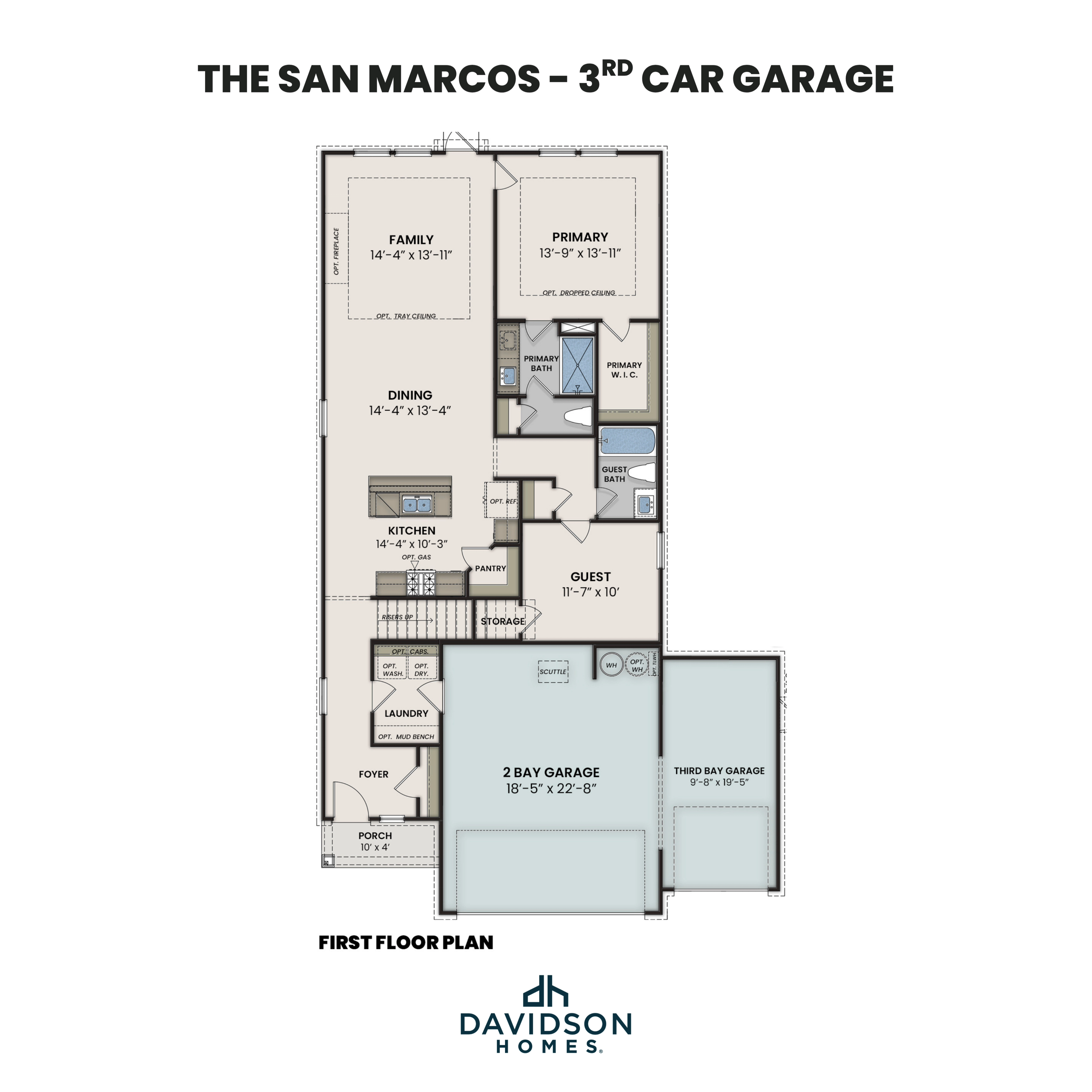 1 - The San Marcos F floor plan layout for 7415 Koa Crest in Davidson Homes Homes' Rayburn Valley community.