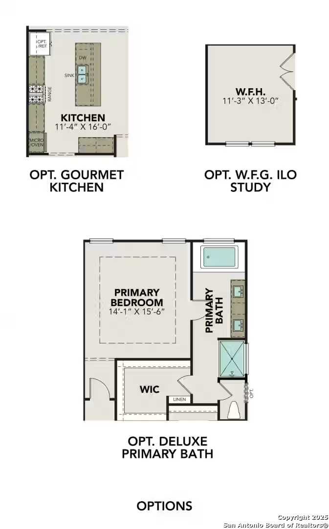 The Glenwood F floor plan with gourmet kitchen, primary bedroom suite, deluxe bath option in 3-bed Davidson Homes, Elmendorf TX