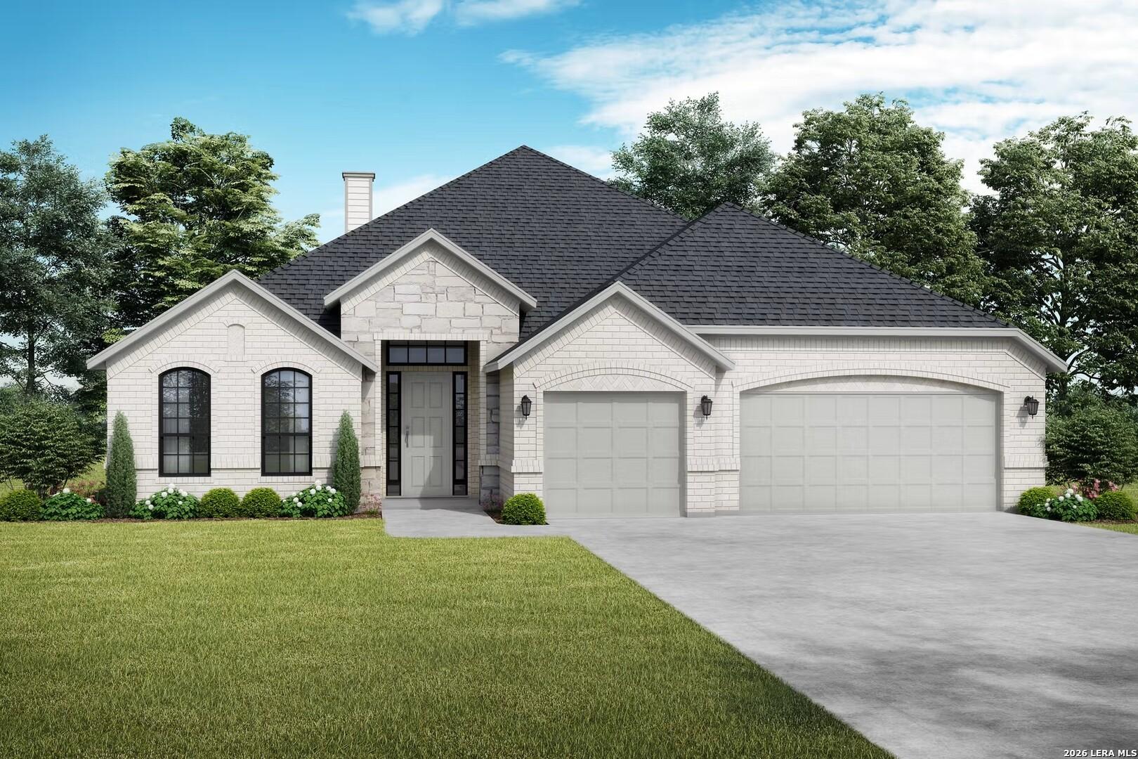 The Garner A floor plan by Davidson Homes: 1-story, 4-bedroom house with 3-car garage in The Reserve at Potranco Oaks.