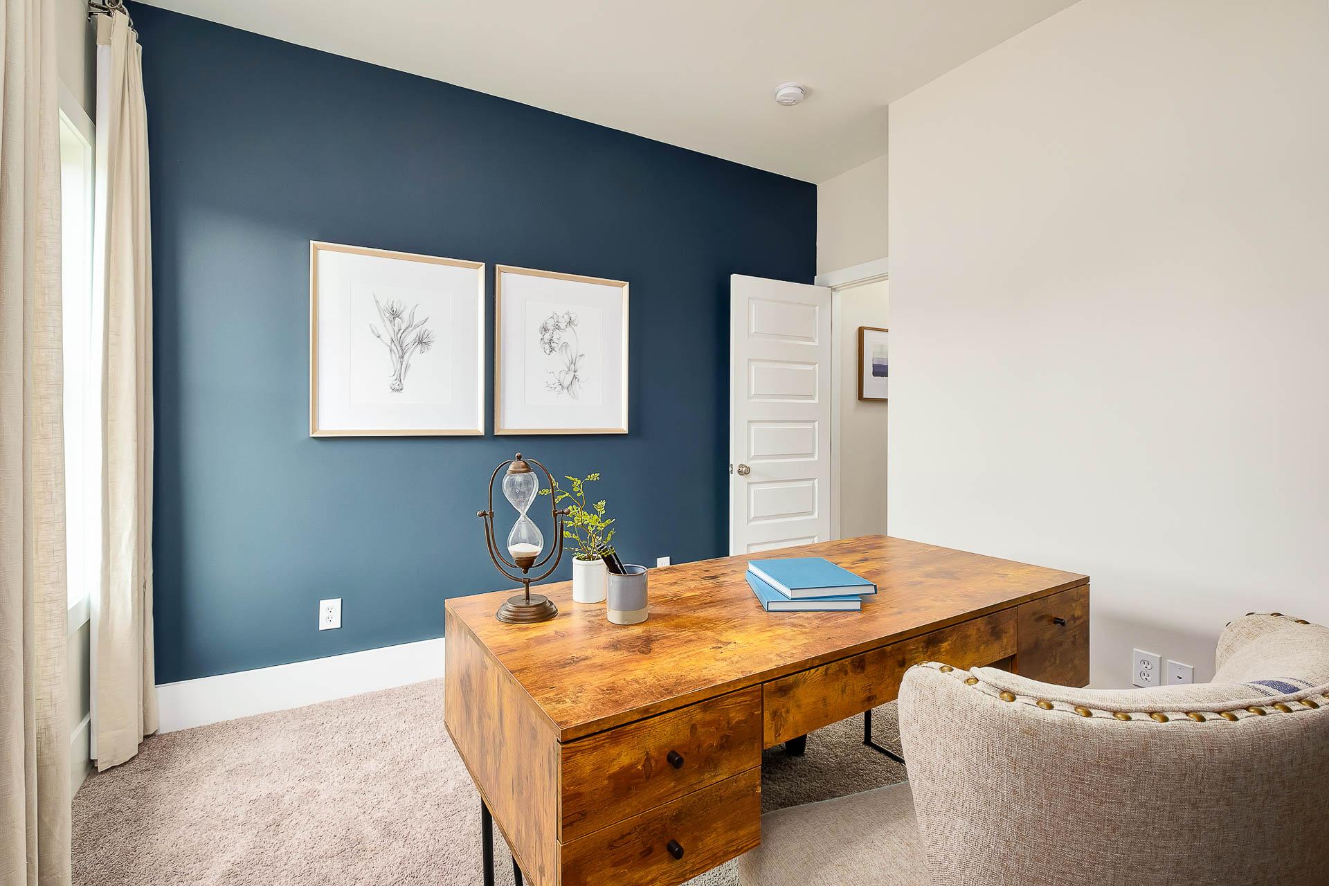 Decorated Home Office of Davidson Homes' The Daphne Floor Plan